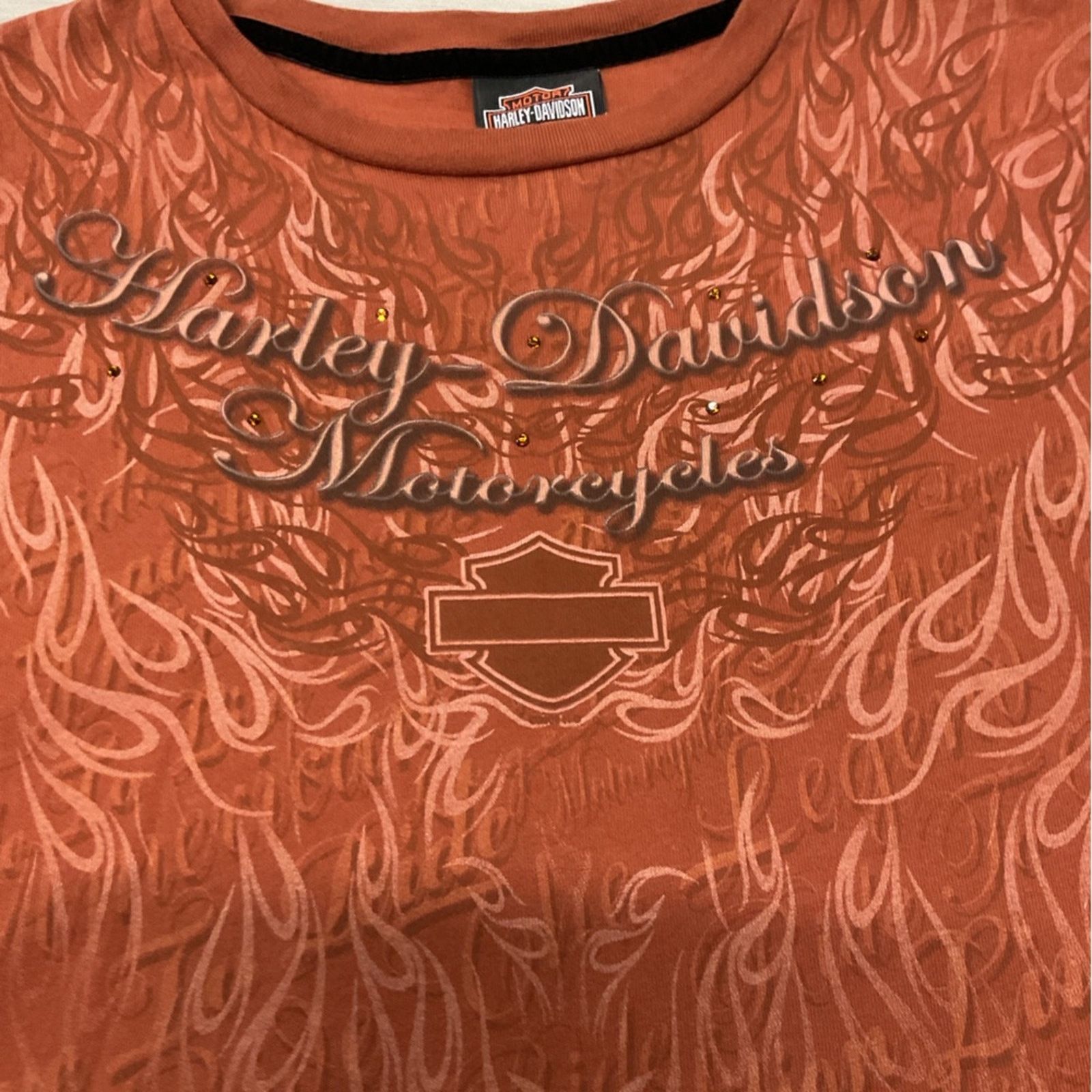 Harley Davidson Vintage Harley Davidson Burnt Orange AOP Long Sleeve Shirt Size L / US 10 / IT 46 - 3 Thumbnail