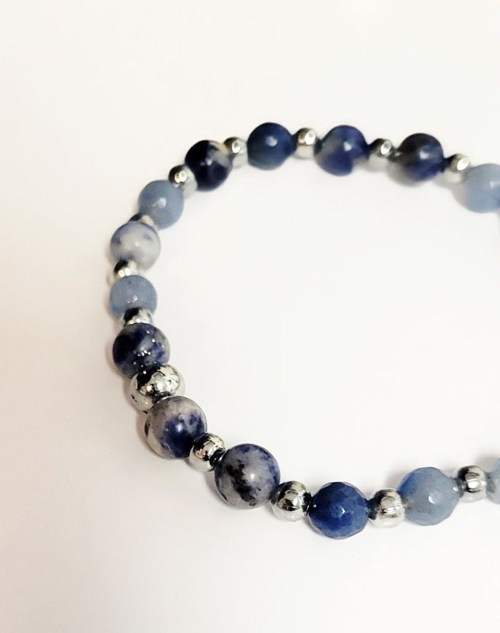 Handmade Natural gemstone Sodalite 6mm dainty beaded bracelet 7" Size ONE SIZE - 4 Thumbnail
