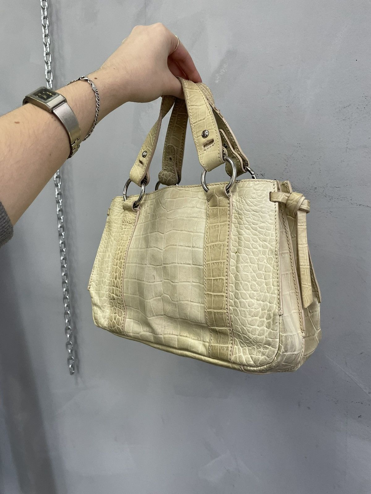 Emporio Armani Emporio Armani beige croco leather handbag Y2K classy style Size ONE SIZE - 4 Thumbnail