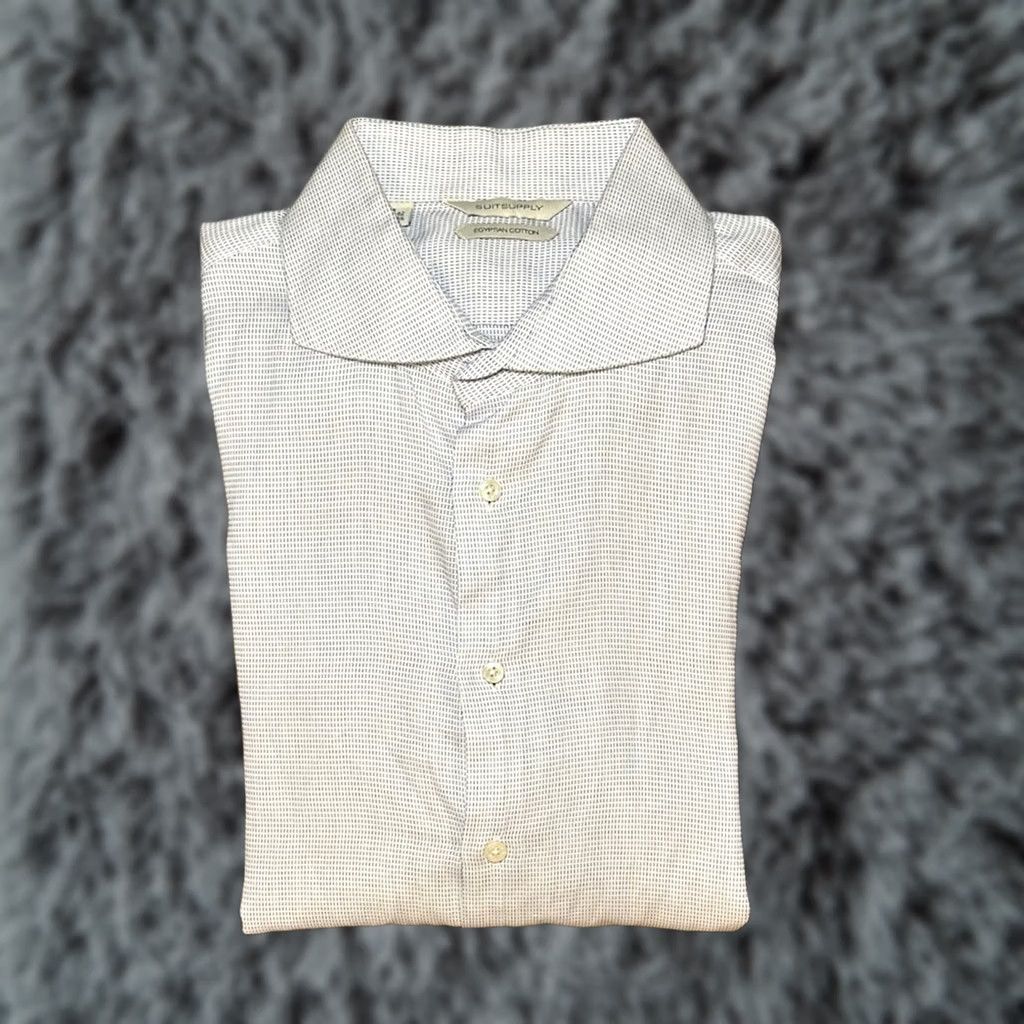 Suitsupply Suitsupply Cotonificio Albini Egyptian Cotton Long Sleeve Button Down - 42/16.5, White, Men, L, Regular, Preowned, MS8441 Size US L / EU 52-54 / 3 - 1 Thumbnail