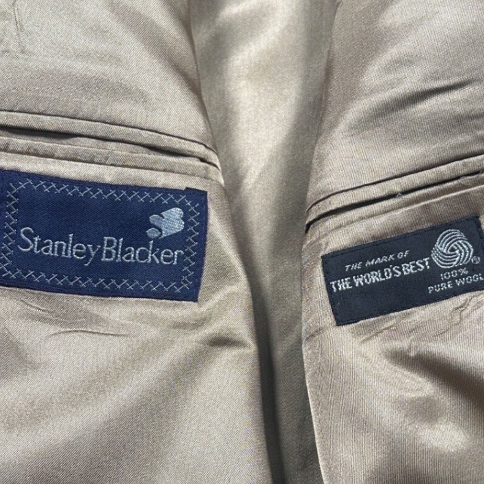 Stanley Blacker Stanley Blacker Mens Navy Blue Blazer Sport Coat Gold 46R Size 46R - 6 Thumbnail