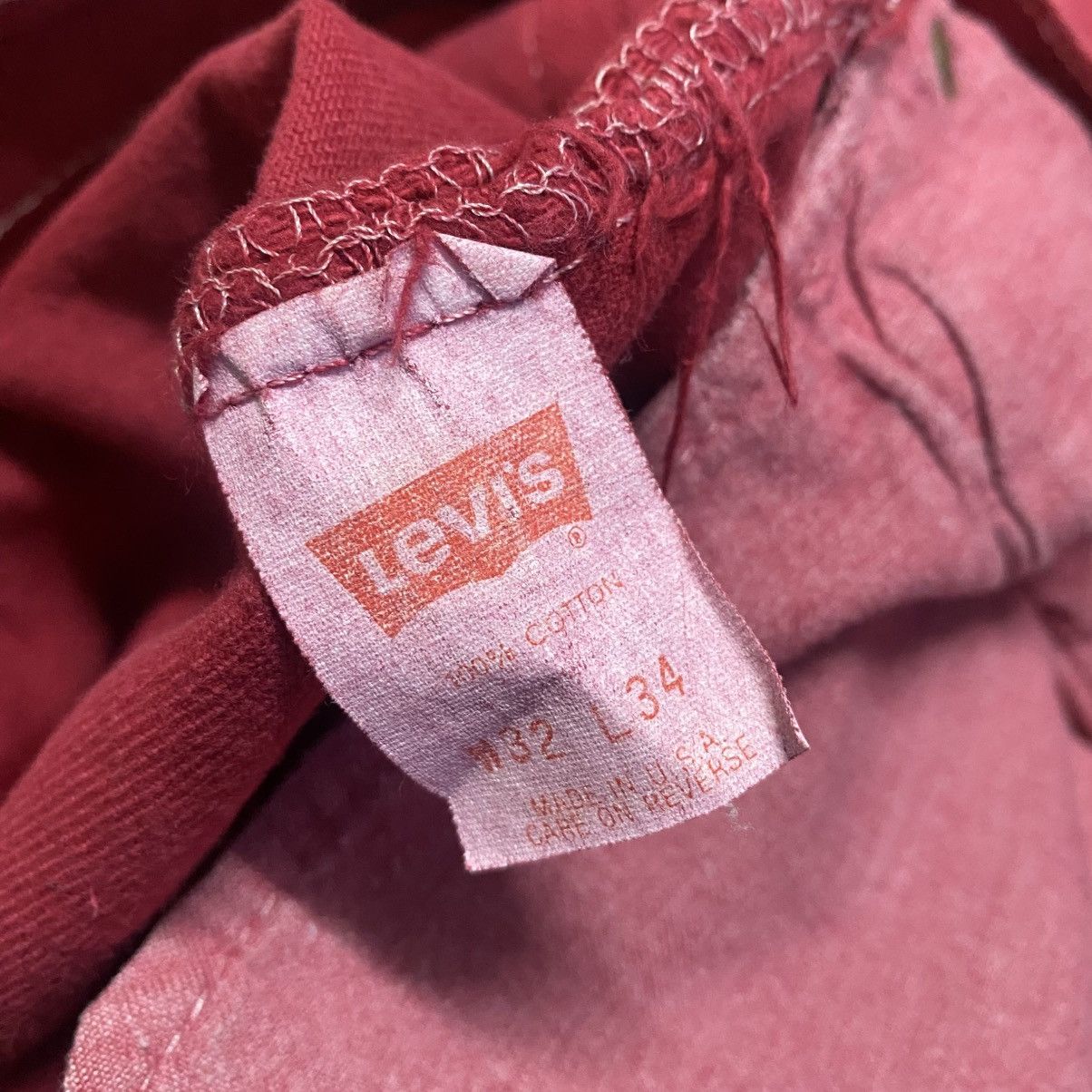 Levi's Vintage 90s Levis 501 Red Denim Jeans Dyed Size US 31 - 16 Thumbnail
