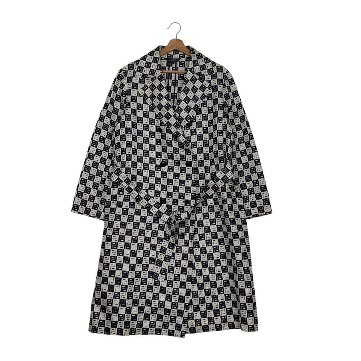 Bruno Piattelli BRUNO PIRTTELLI Checkered Trench Coat #2683-C120 Size L / US 10 / IT 46 - 1 Thumbnail
