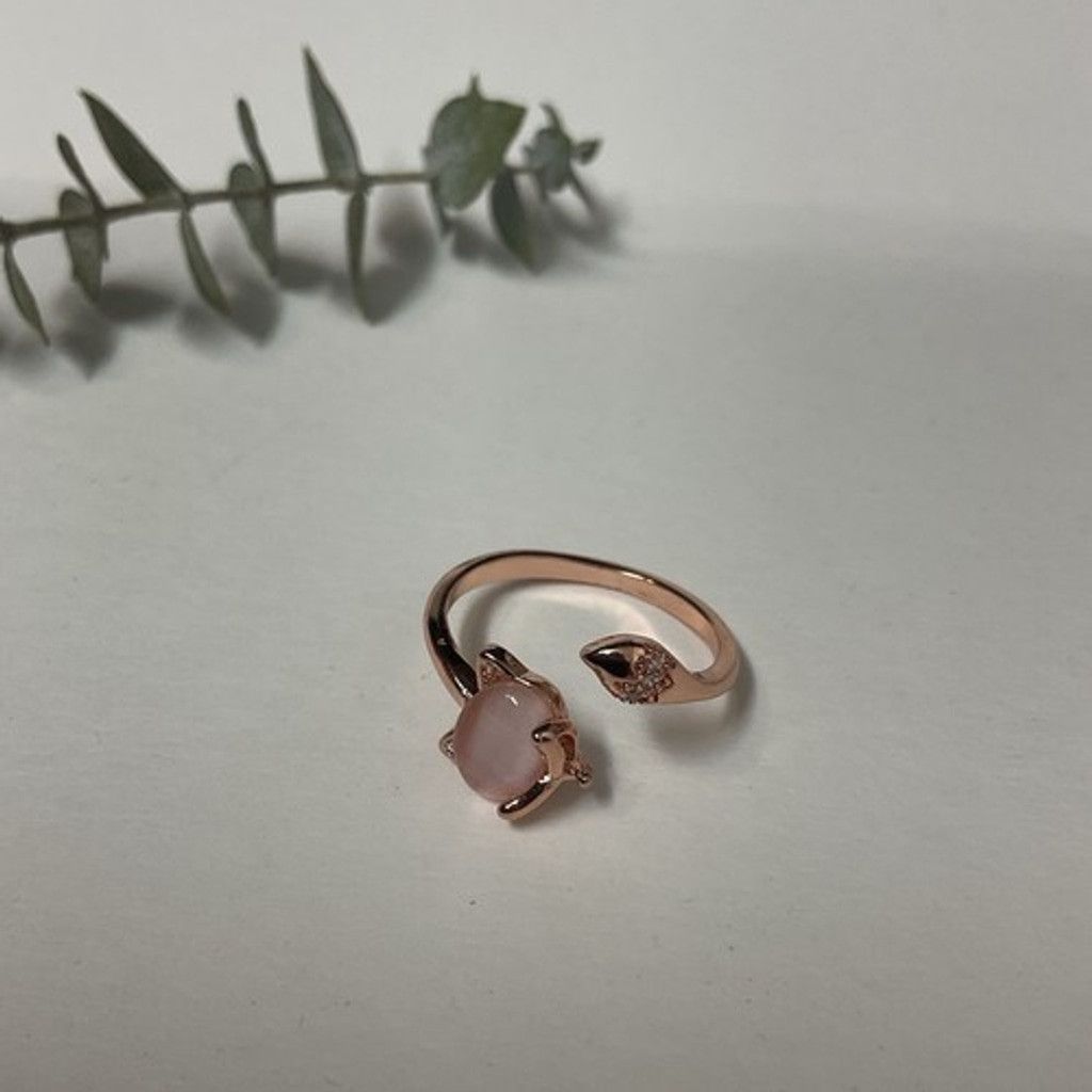 The Unbranded Brand NWOB Open Ring Pink Opal Simulated Kitty Cat Adjustable Ring Size ONE SIZE - 5 Thumbnail
