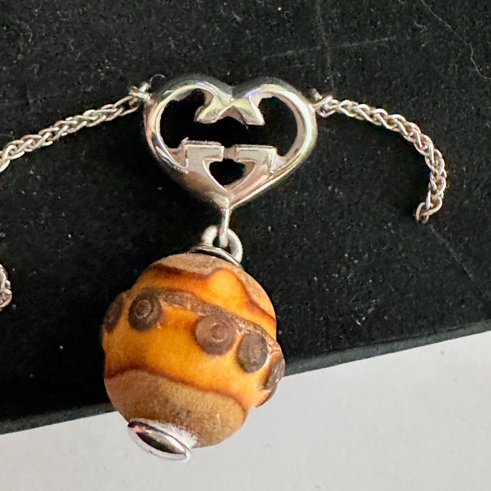 Gucci Gucci Silver G Interlocking Heart Bamboo Necklace Size ONE SIZE - 1 Thumbnail