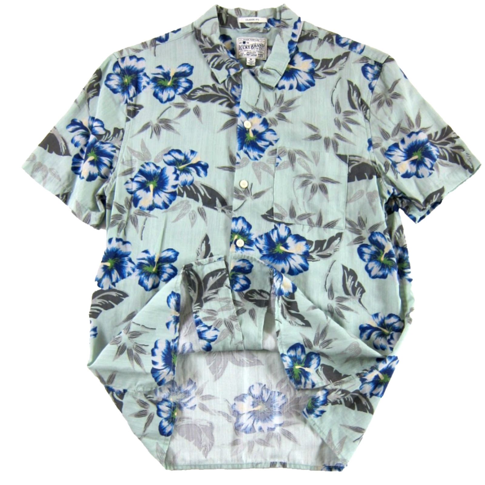 Lucky Brand Lucky Brand Tencel Blue Floral Short Sleeve Hawaiian Shirt M Men Size US M / EU 48-50 / 2 - 4 Thumbnail