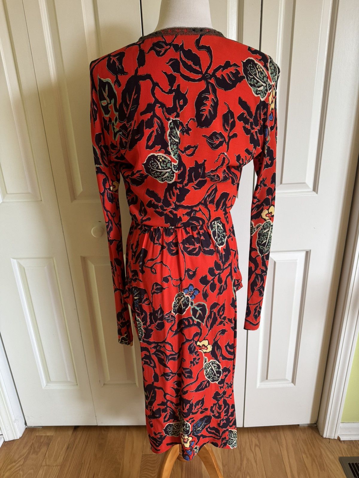 Etro ETRO Red Floral Draped Midi Dress 10/48 Size XL / US 12-14 / IT 48-50 - 2 Thumbnail