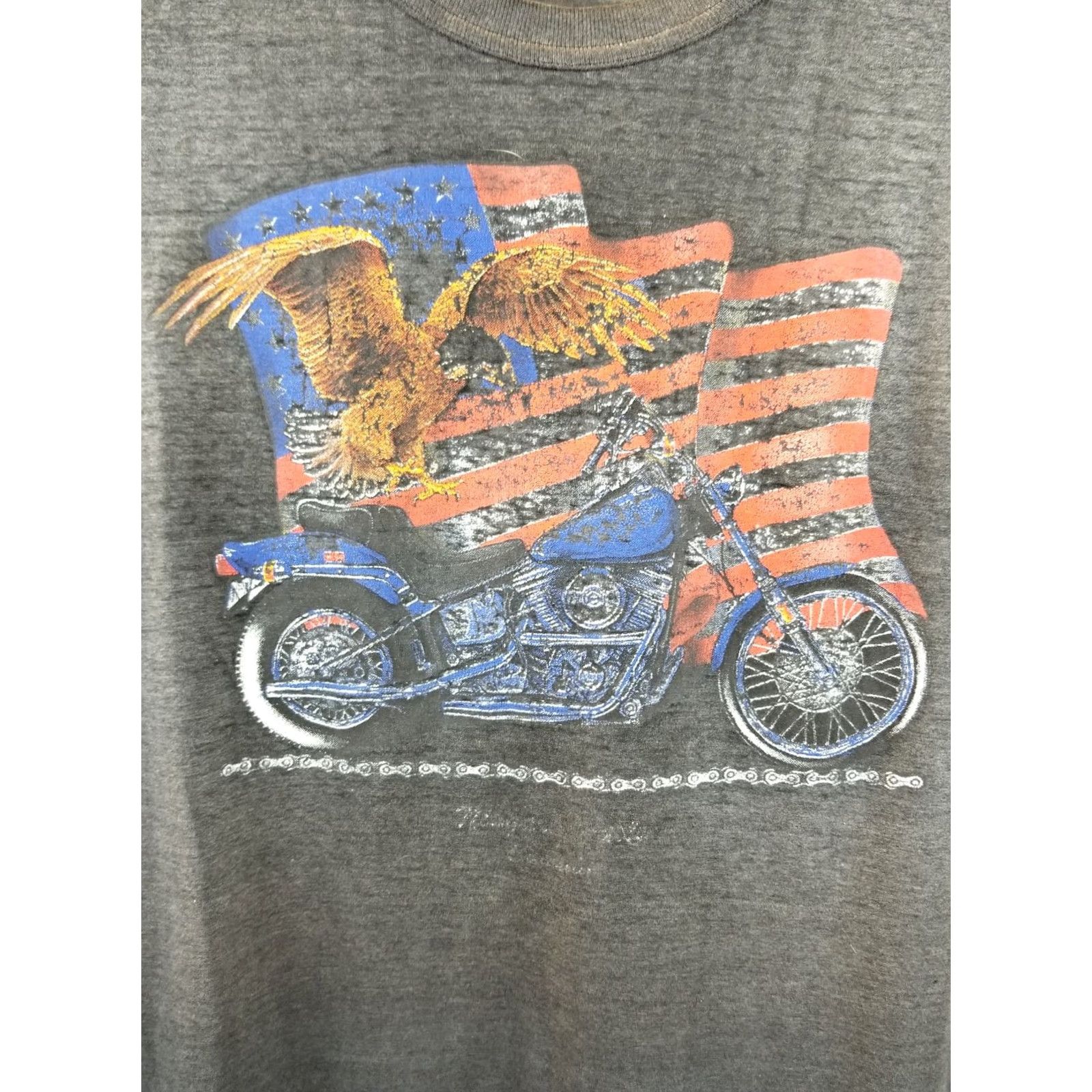 Vintage VINTAGE 80' MOTORCYCLE BLACK SUN FADED THIN SINGLE STITCH T-SHIRT XLARGE T-Shirt Mens USA White? Size US XL / EU 56 / 4 - 2 Thumbnail