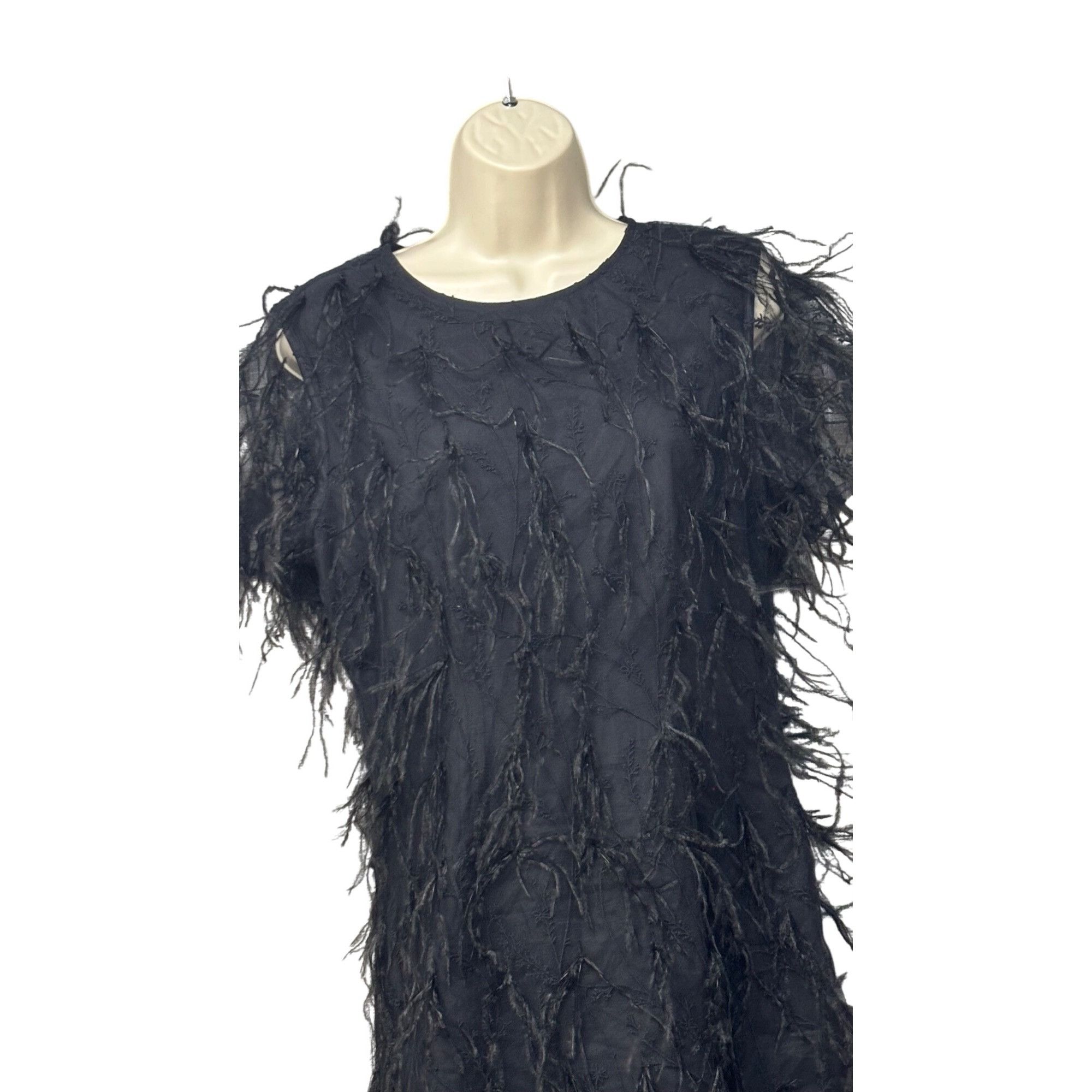 MILLY Milly Rana Feather Shift Mini Cocktail dress, Black, Sz. 4 Size S / US 4 / IT 40 - 15 Thumbnail