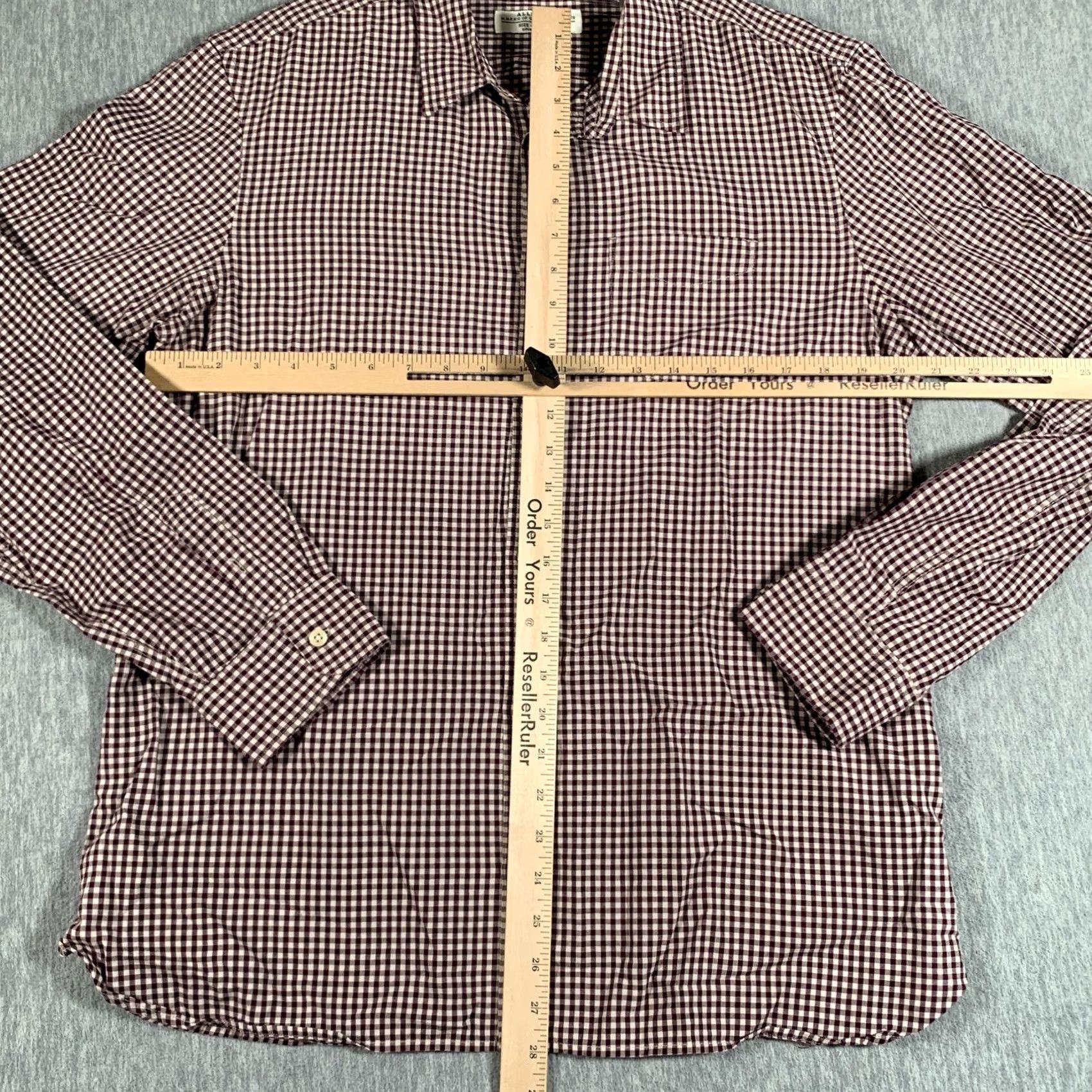 Allsaints AllSaints Shirt Mens 2XL Red Gingham Check Long Sleeve Button Front Casual Size US XXL / EU 58 / 5 - 7 Thumbnail