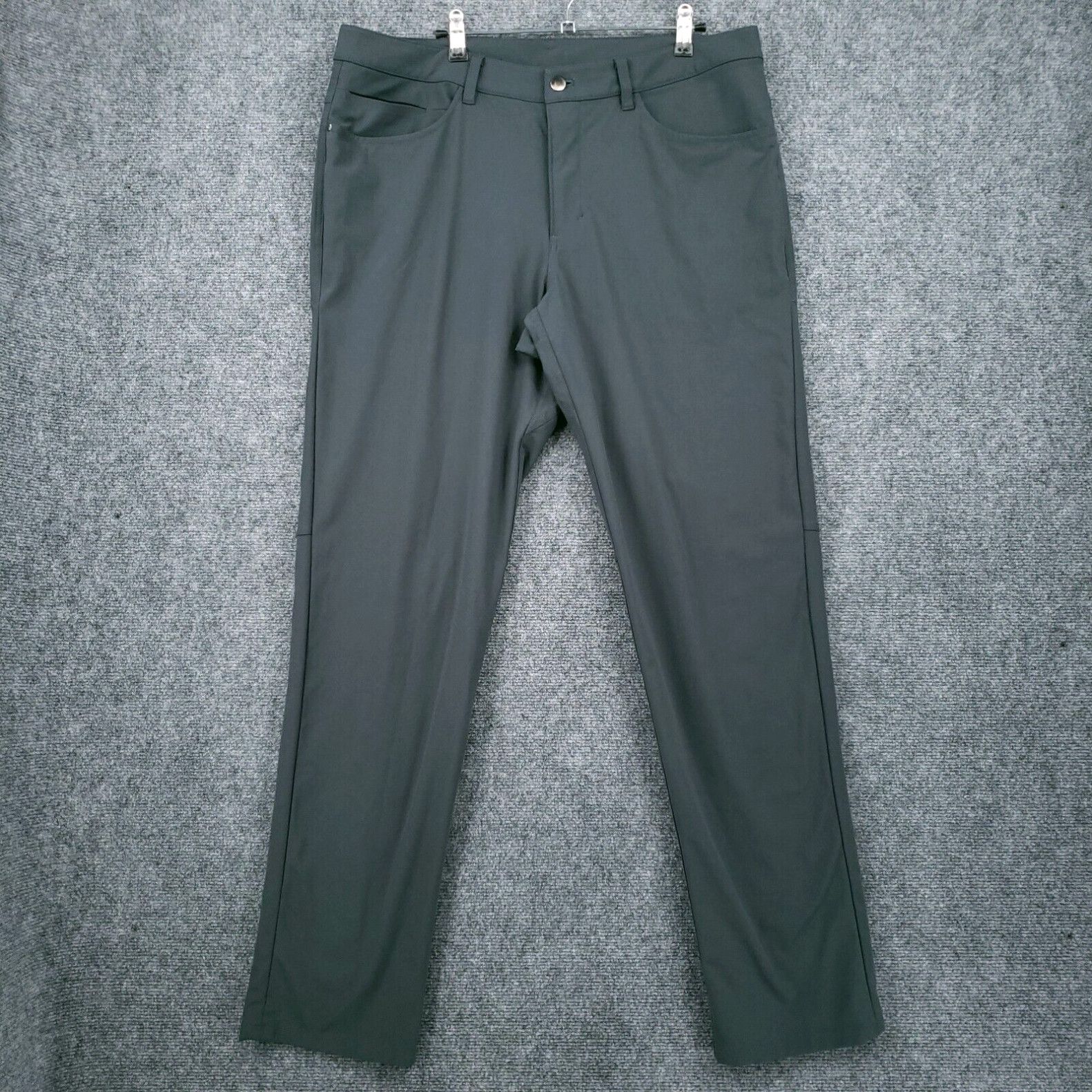 image of Lululemon Abc Pants Mens 36X34 Green Straight Leg Stretch Zip Athleisure in White