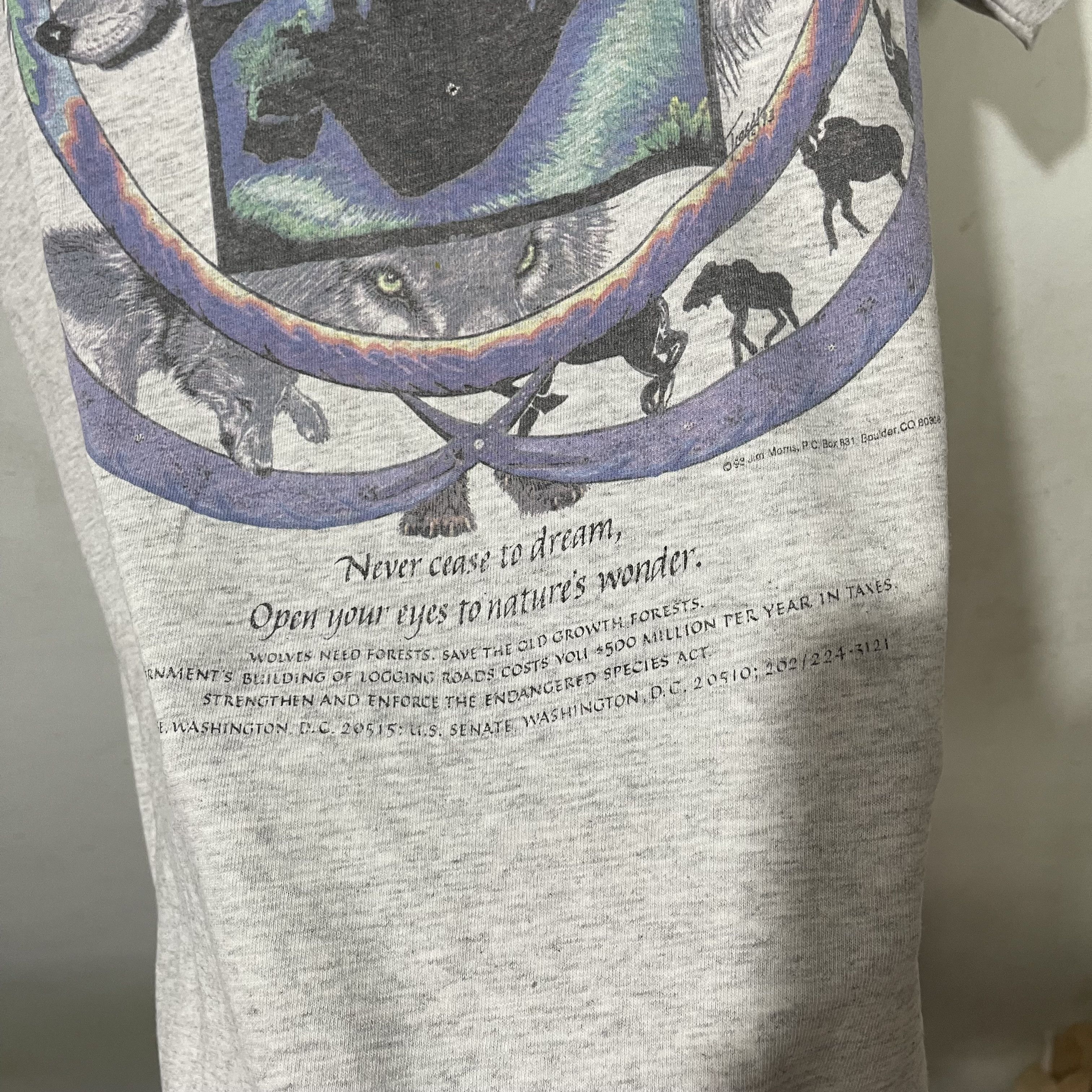 Vintage Vintage 90s Wolf by Jim Morris T-Shirt Size US XL / EU 56 / 4 - 3 Thumbnail