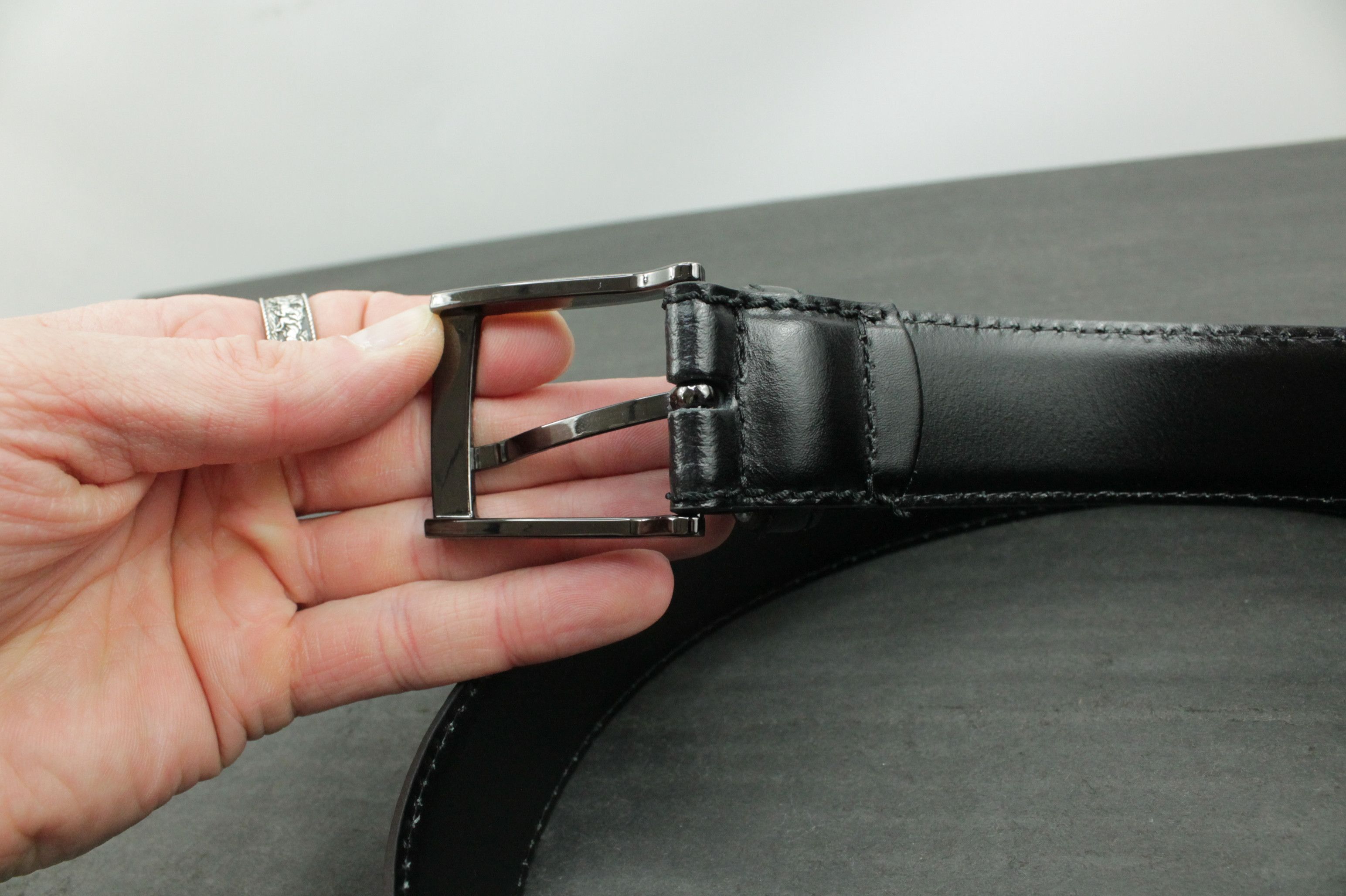 Designer × Joop! JOOP! Quilted Coll. Black Leatrher Belt 3.5cm Size 34 - 3 Thumbnail