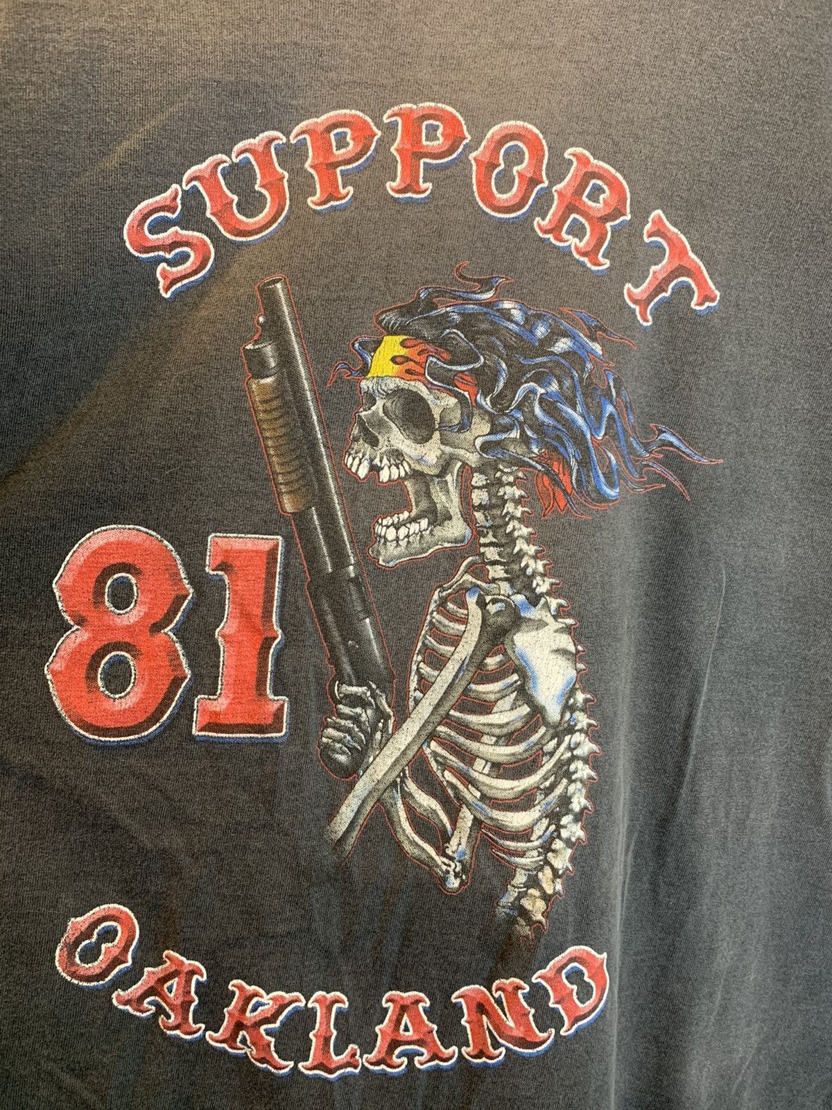 Vintage *RARE* Vintage Hells Angels Flame Skull Oakland Biker Shirt Size US XXL / EU 58 / 5 - 3 Thumbnail