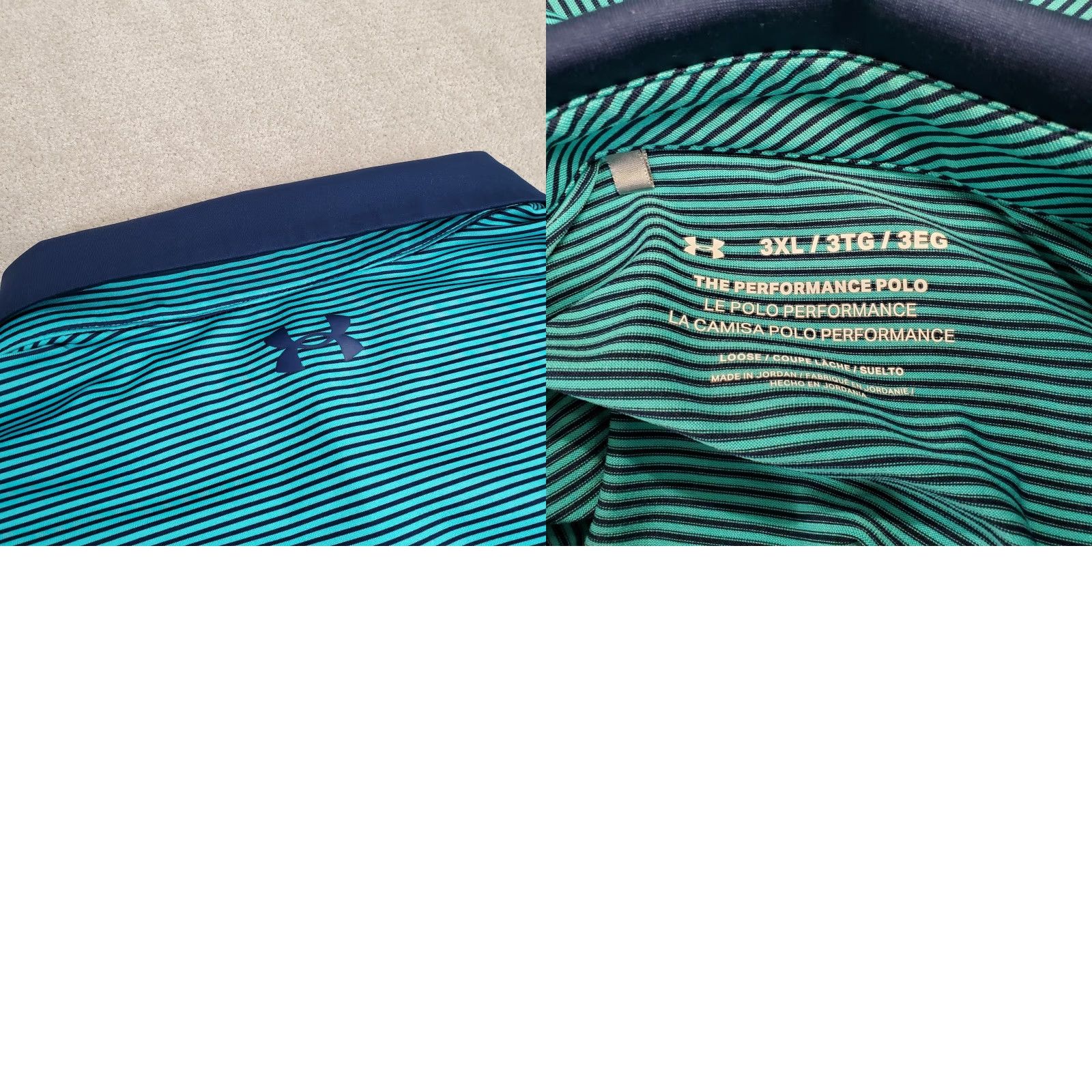 Under Armour Under Armour The Performance Polo Shirt Mens 3XL Green Striped Short Sleeve Collared Polo Casual Golf Logo Lightweight Stretch Regular 3XL Mens Size US XXL / EU 58 / 5 - 8 Thumbnail