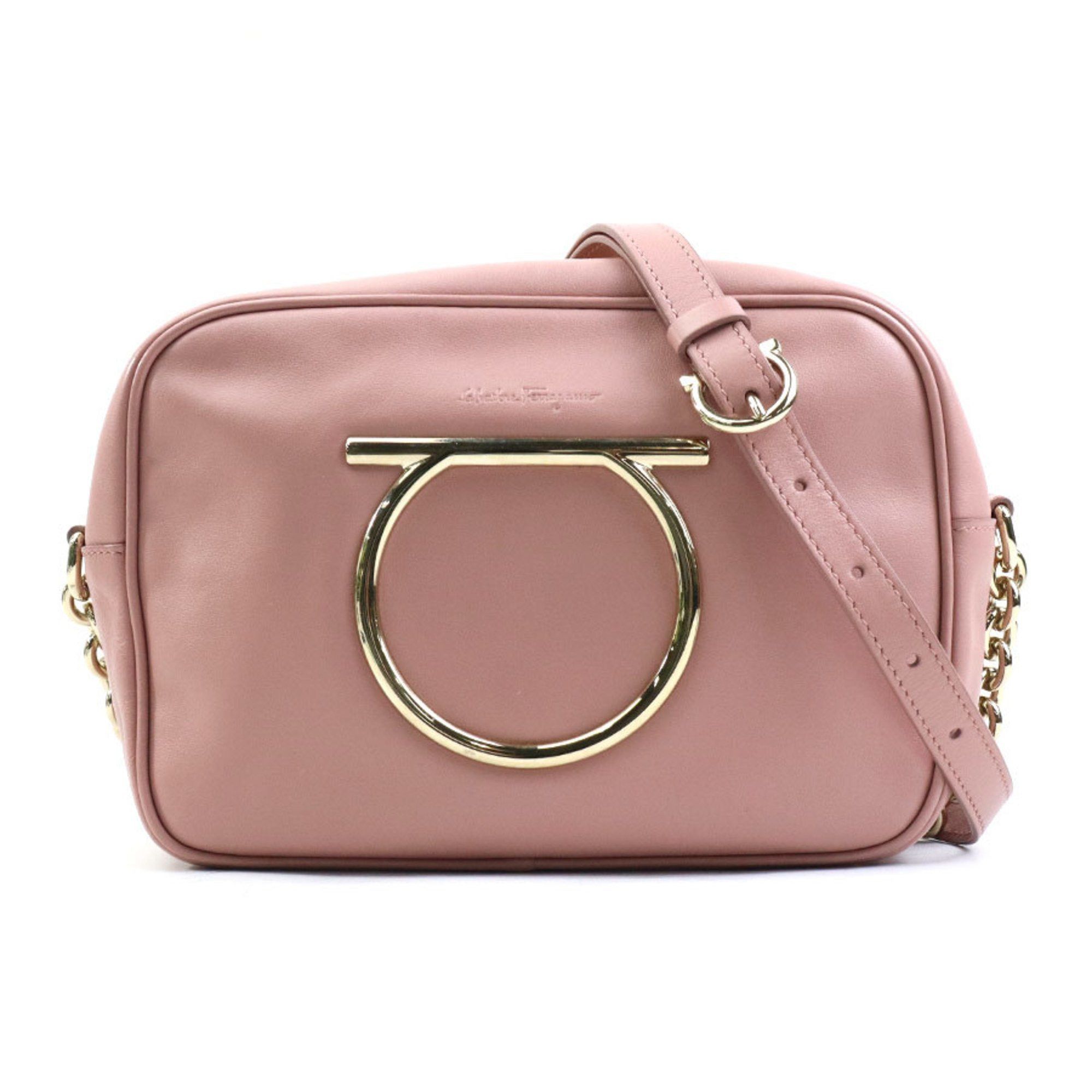Salvatore Ferragamo Shoulder Bag Gancini Leather Pink Women's 55786g