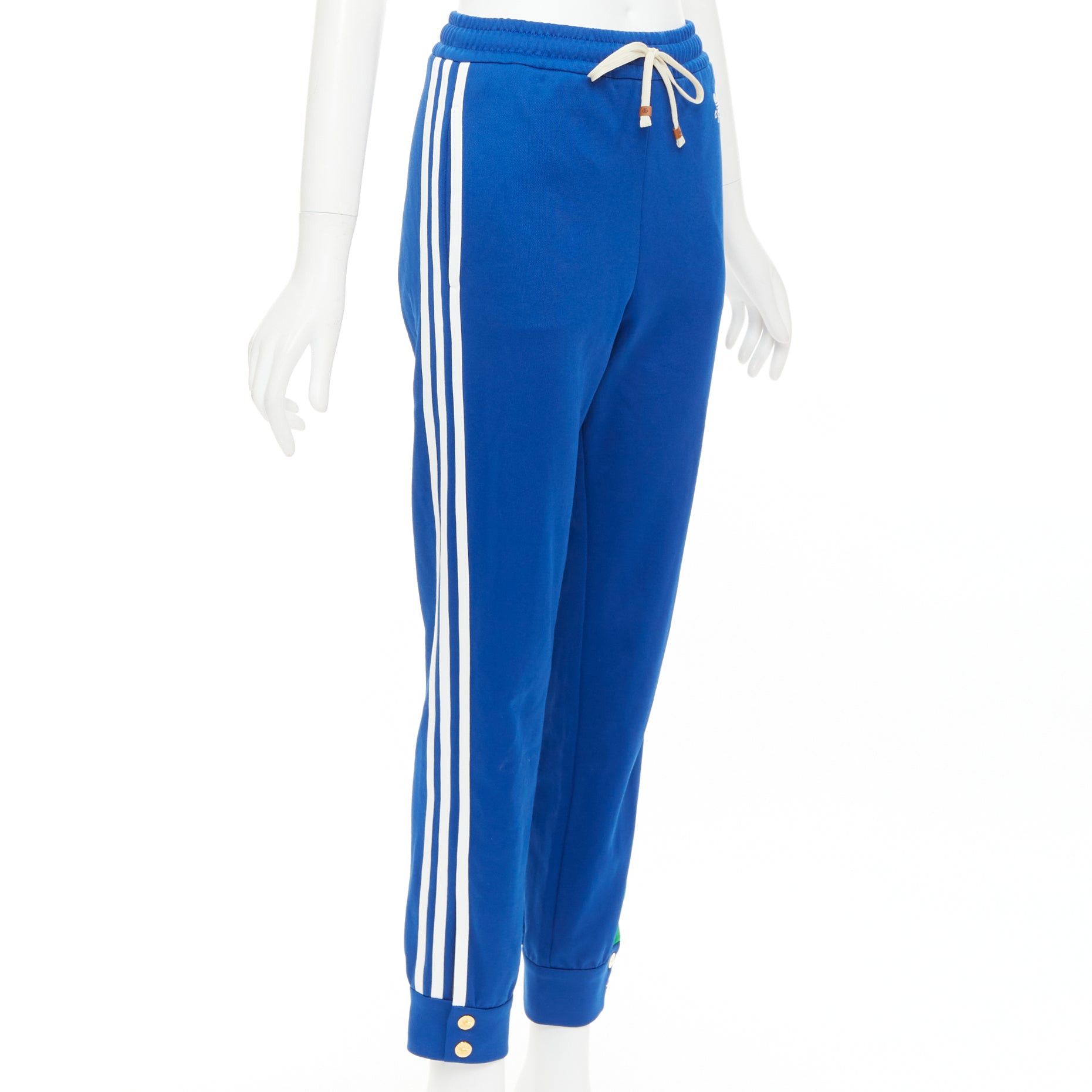 Gucci GUCCI ADIDAS 2022 blue white logo web 3 stripe trim track sweat pants XS Size 27" / US 4 / IT 40 - 1 Thumbnail