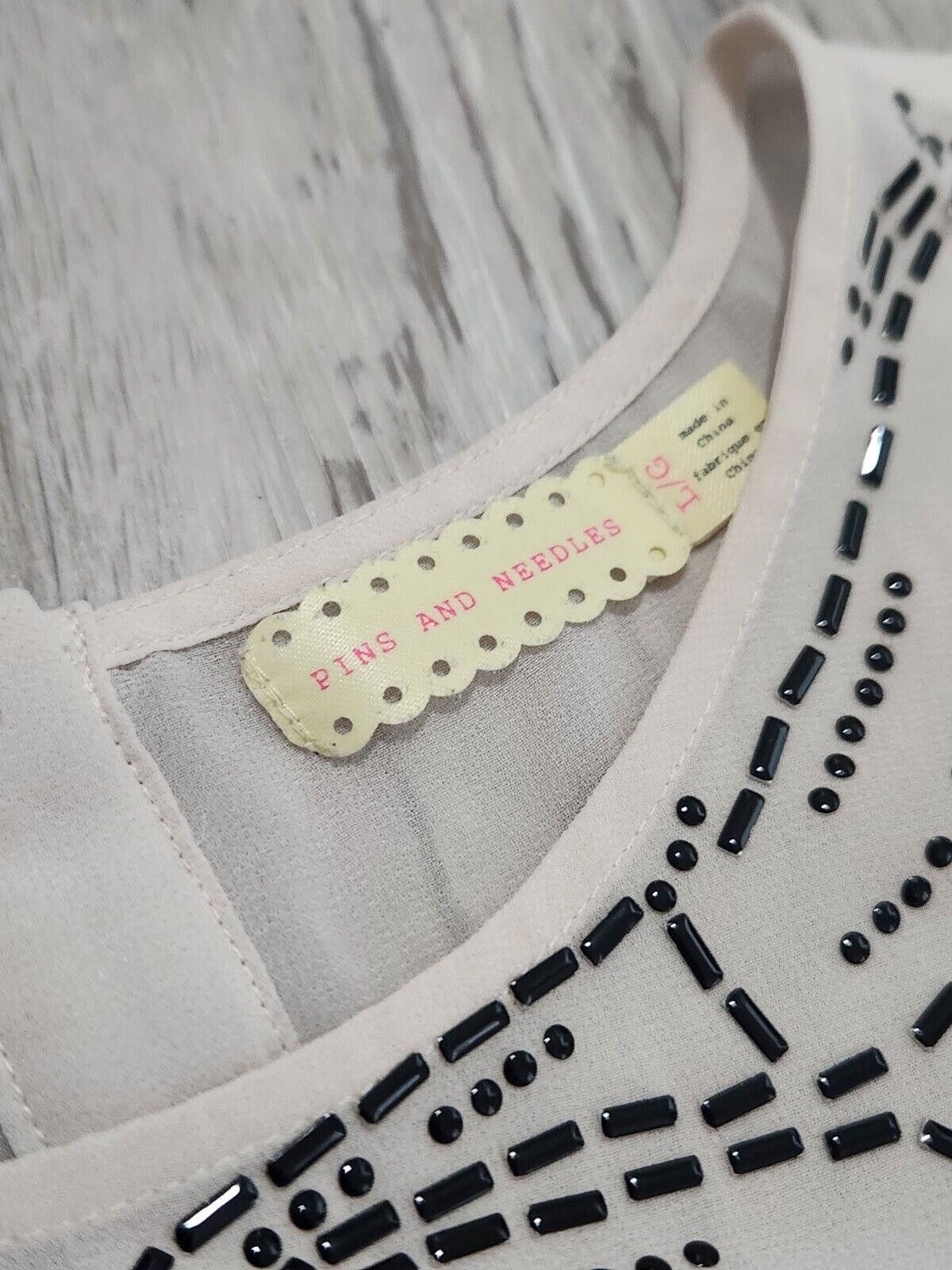 Designer Pins And Needles Top Size Large Pink Embellished Bow Size L / US 10 / IT 46 - 3 Thumbnail