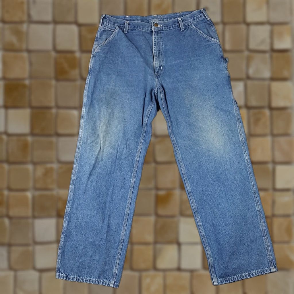Carhartt VINTAGE Carhartt Relaxed Straight Leg Denim Jeans Men's Size 38x34 Blue Faded 90s Workwear Size US 38 / EU 54 - 1 Thumbnail