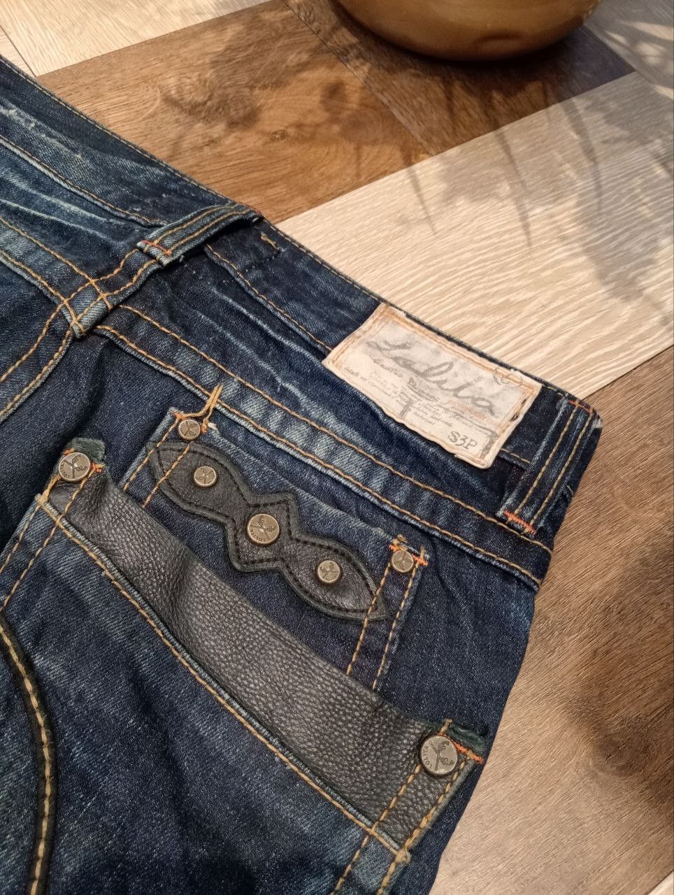 Japanese Brand LOLITA JEANS BLUE WASHED DENIM COTTON LEATHER POCKET PANTS Size US 28 / EU 44 - 12 Thumbnail