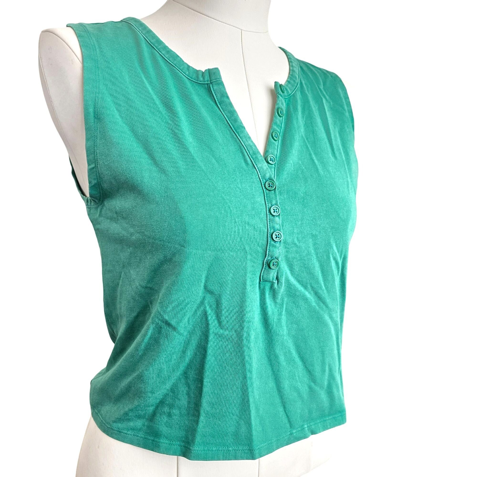 Pacsun PacSun Sleeveless Tank Top Womens Green Button-Up Size XL j Size XL / US 12-14 / IT 48-50 - 1 Thumbnail