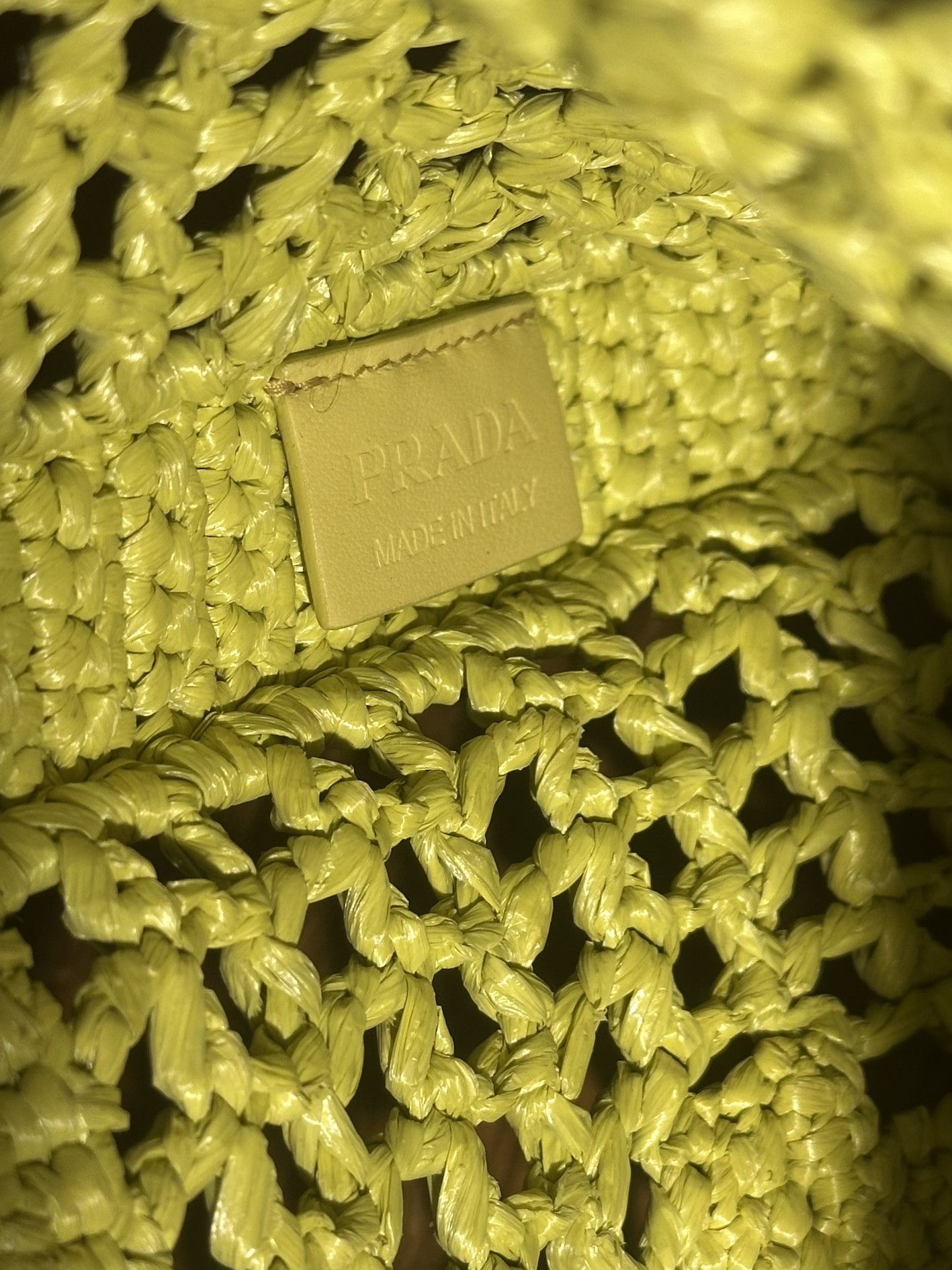 Prada PRADA crochet raffia triangle logo tote bag - lime green Size ONE SIZE - 9 Thumbnail