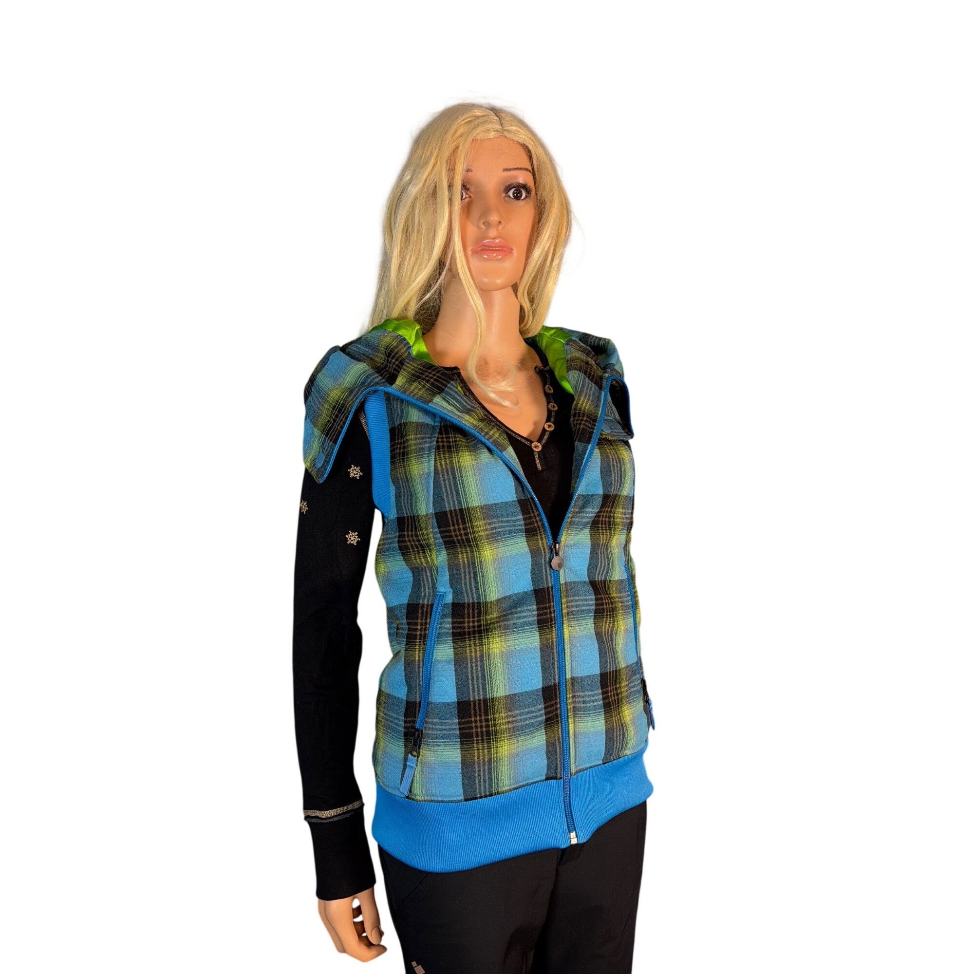 Burton Burton Dryride Vest Women’s S Blue Green Plaid Zip Up Hoodie Size S / US 4 / IT 40 - 23 Thumbnail
