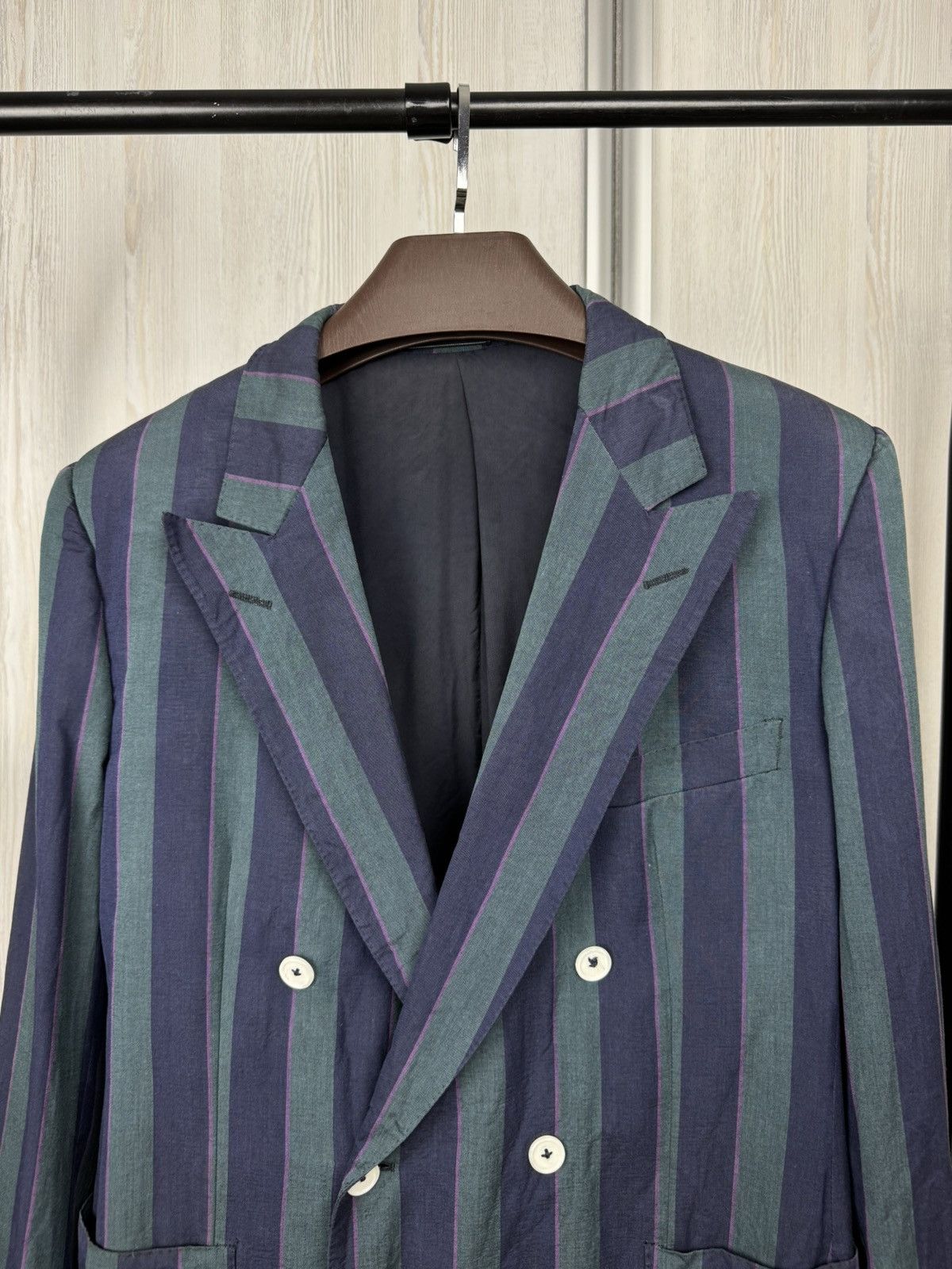 Alfred Dunhill Dunhill vintage double breasted made in Italy striped blazer Size 44R - 3 Thumbnail