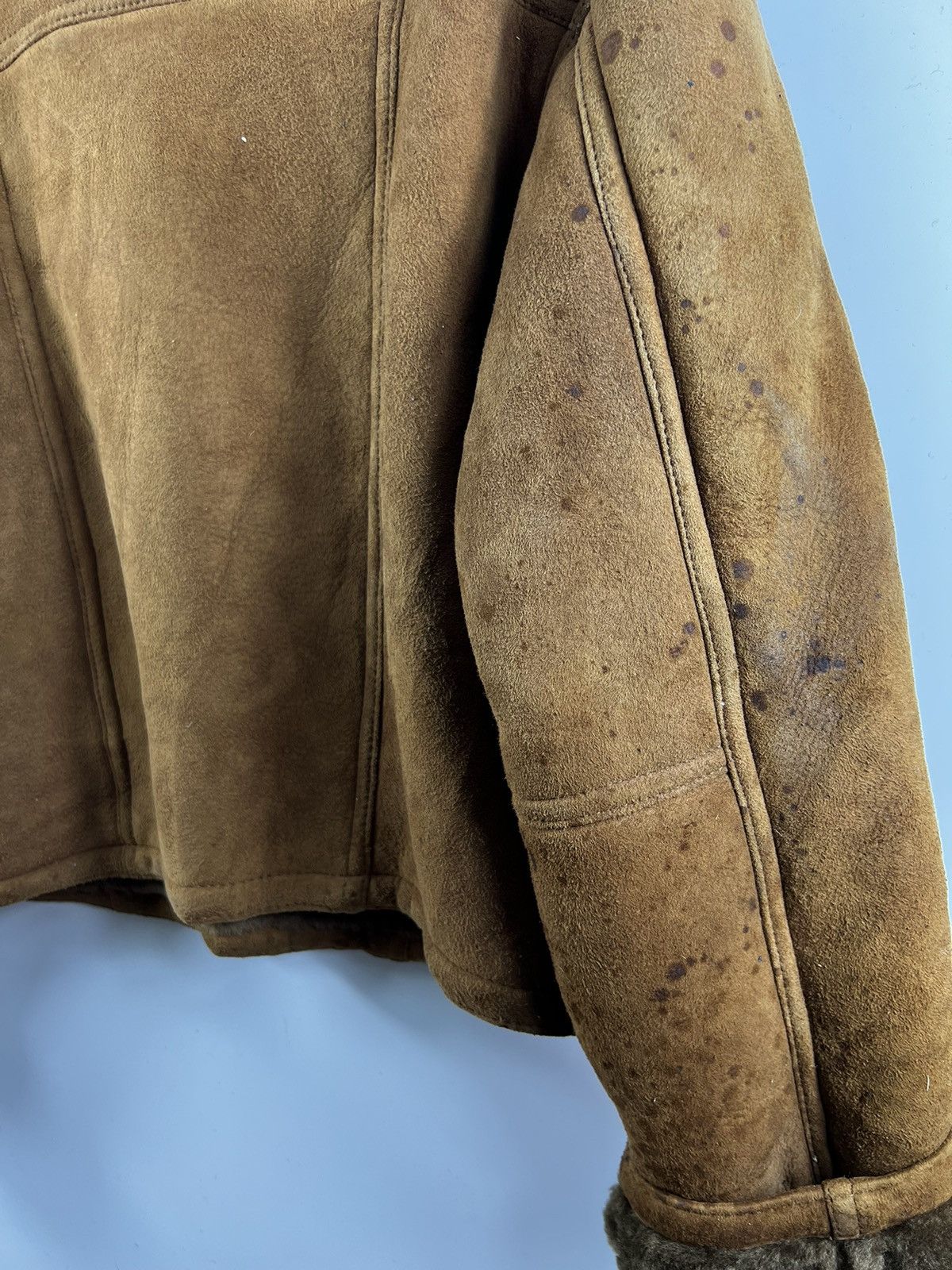 Leather 🔥 Barnstormer DUFFLE CROP JACKET LEATHER GENUINE FUR COLLAR Size S / US 4 / IT 40 - 13 Thumbnail