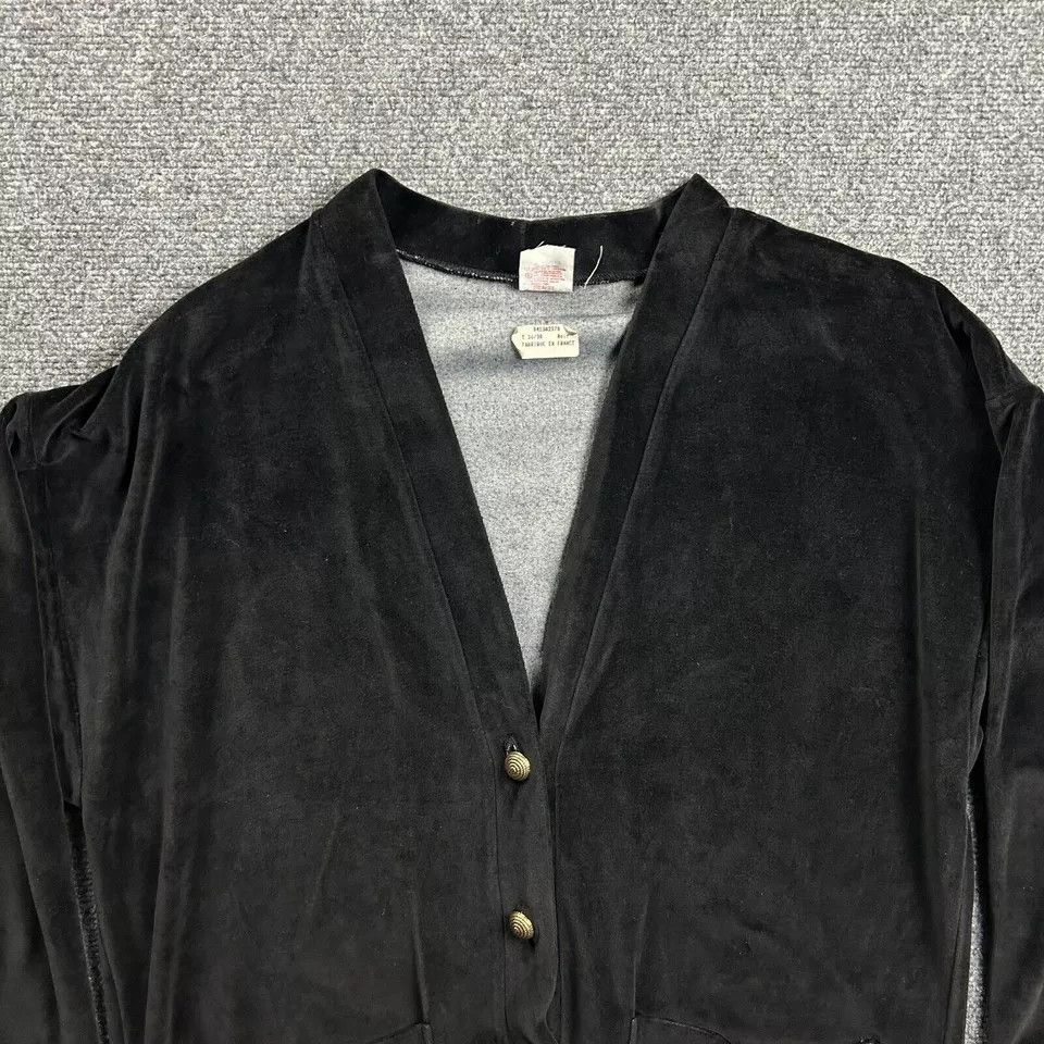 Other Noir Cardigan Womens 36/38 Black Velvet Pockets V-Neck Size XS / US 0-2 / IT 36-38 - 2 Thumbnail
