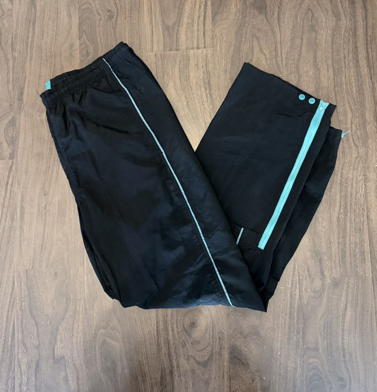 Nike Vintage 90s Nike Cross Baggy Black & Teal Blue Track Pants Size US 38 / EU 54 - 3 Thumbnail