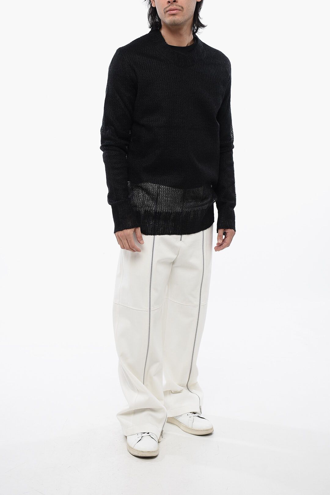 Jil Sander og1mm0625 Crewneck Double-Layer Sweater in Black Size US M / EU 48-50 / 2 - 4 Thumbnail