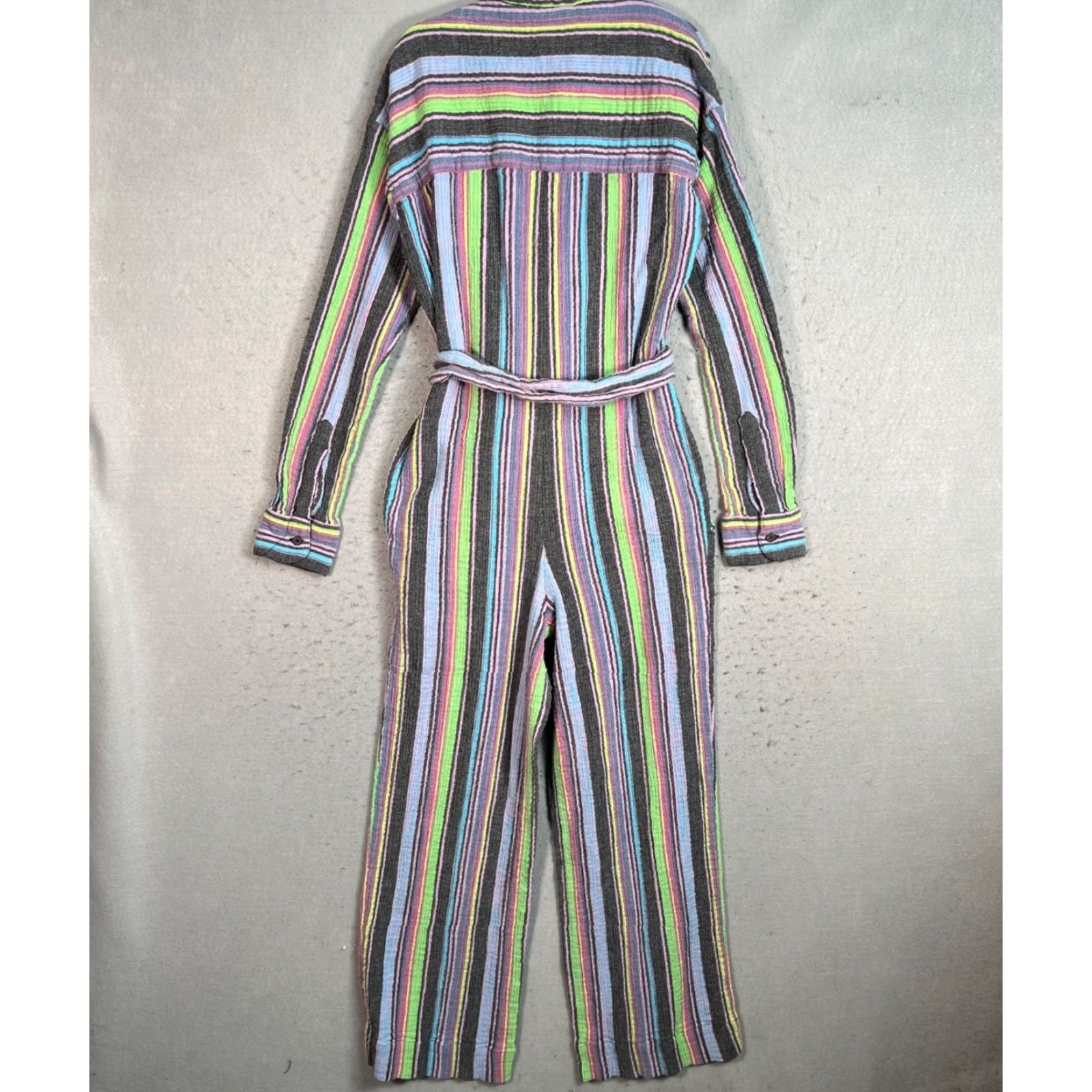 Mara Hoffman Mara Hoffman Striped Organic Cotton Jumpsuit WOMENS XS Multicolor Wide-Leg One-Piece Belt Included Size 26" / US 2 / IT 38 - 2 Thumbnail