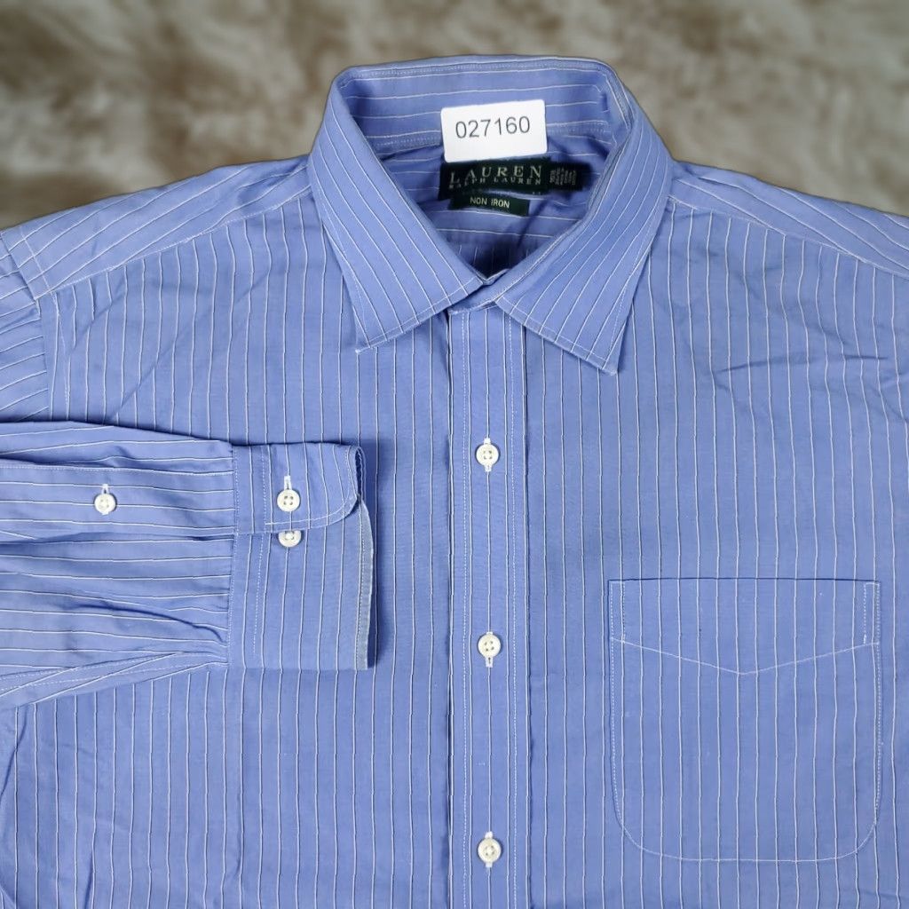 Ralph Lauren Ralph Lauren Shirt Mens 16.5 Blue Striped Dress Shirt Button-Down Long Sleeve Cotton Woven Regular Classic Size 42R - 1 Thumbnail
