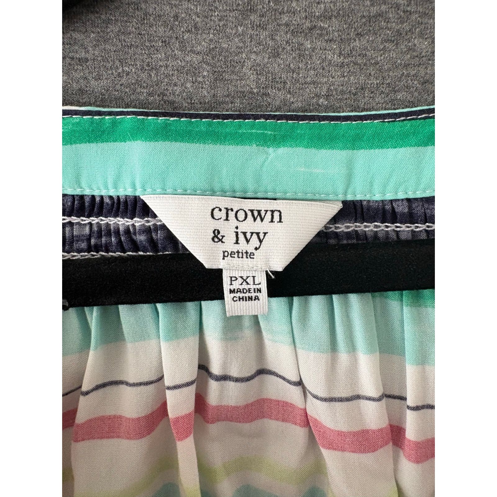 Other Crown & Ivy | Petite Colorful Stripes Peasant Blouse | PXL Size XL / US 12-14 / IT 48-50 - 3 Thumbnail