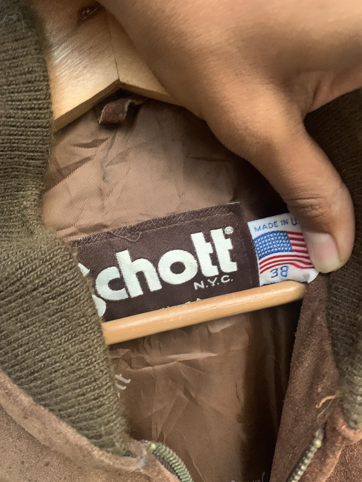Schott Vintage Schott Suede Leather Brown Bomber Jacket Made In USA Size US M / EU 48-50 / 2 - 10 Thumbnail
