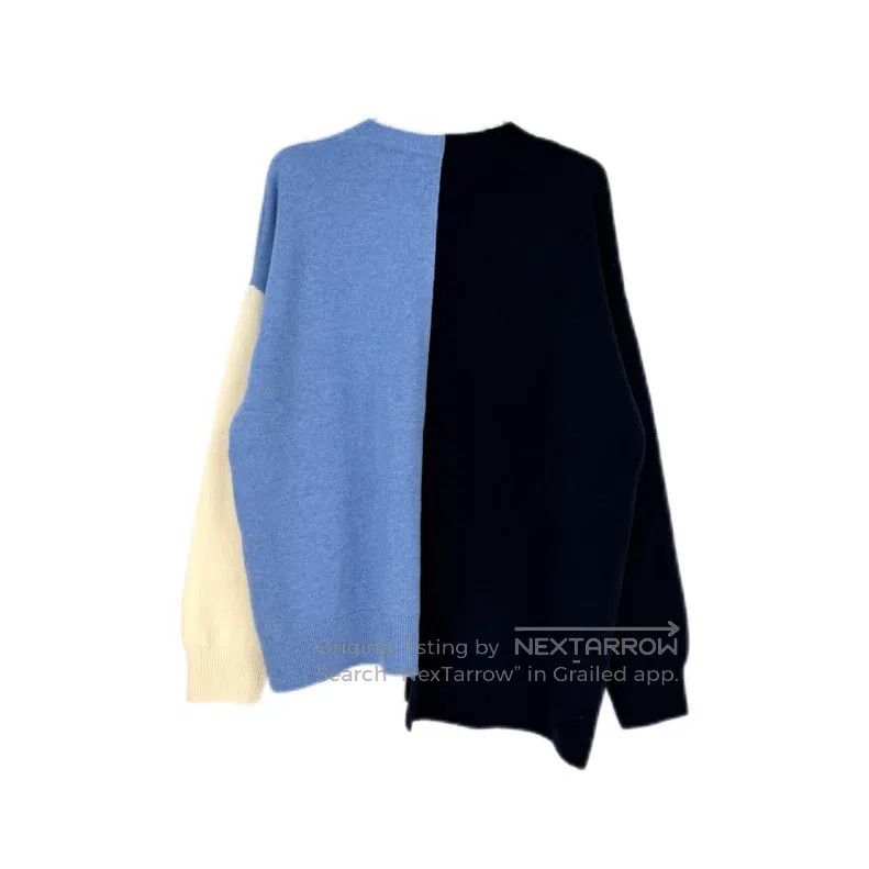 Loewe Loewe Blue Patchwork Embroidered Logo Asymmetrical Wool Sw Size L / US 10 / IT 46 - 2 Thumbnail