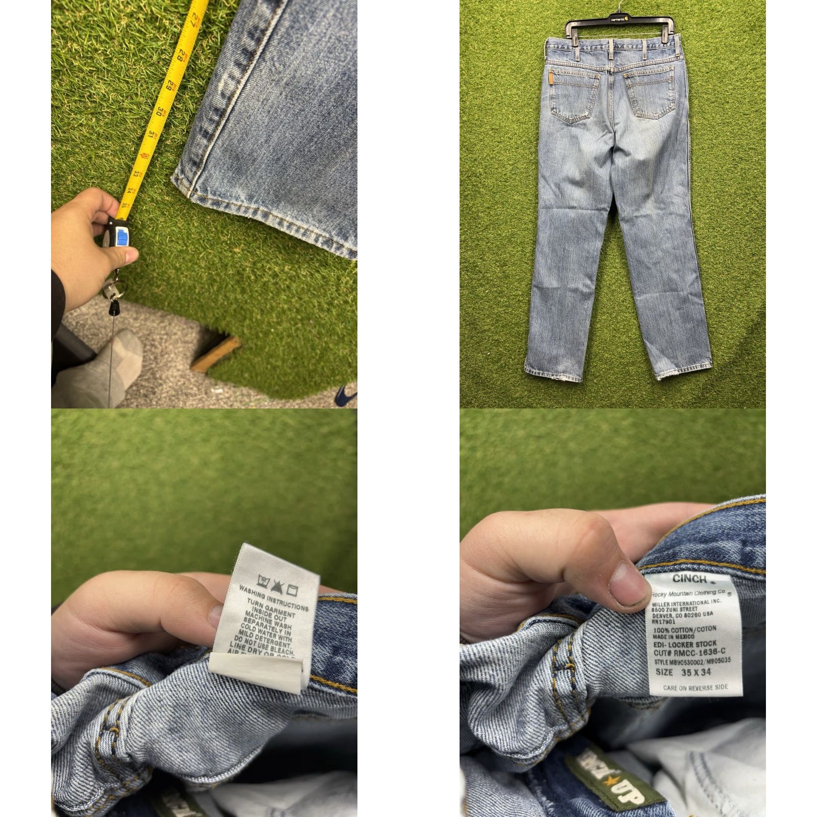 Vintage Cinch Jeans Mens 35x34 Relaxed Fit Boot Blue Brown Label Denim #0799 Workwear Jeans Size US 35 - 8 Thumbnail