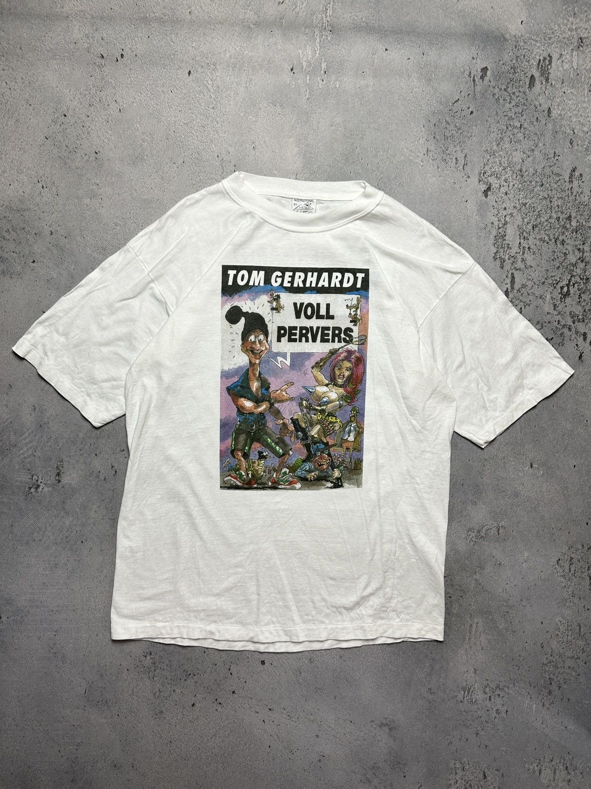 Vintage Tom Gerhardt Voll Pervers Tour ‘95 Humor Crazy Print 1995 Size US L / EU 52-54 / 3 - 1 Thumbnail