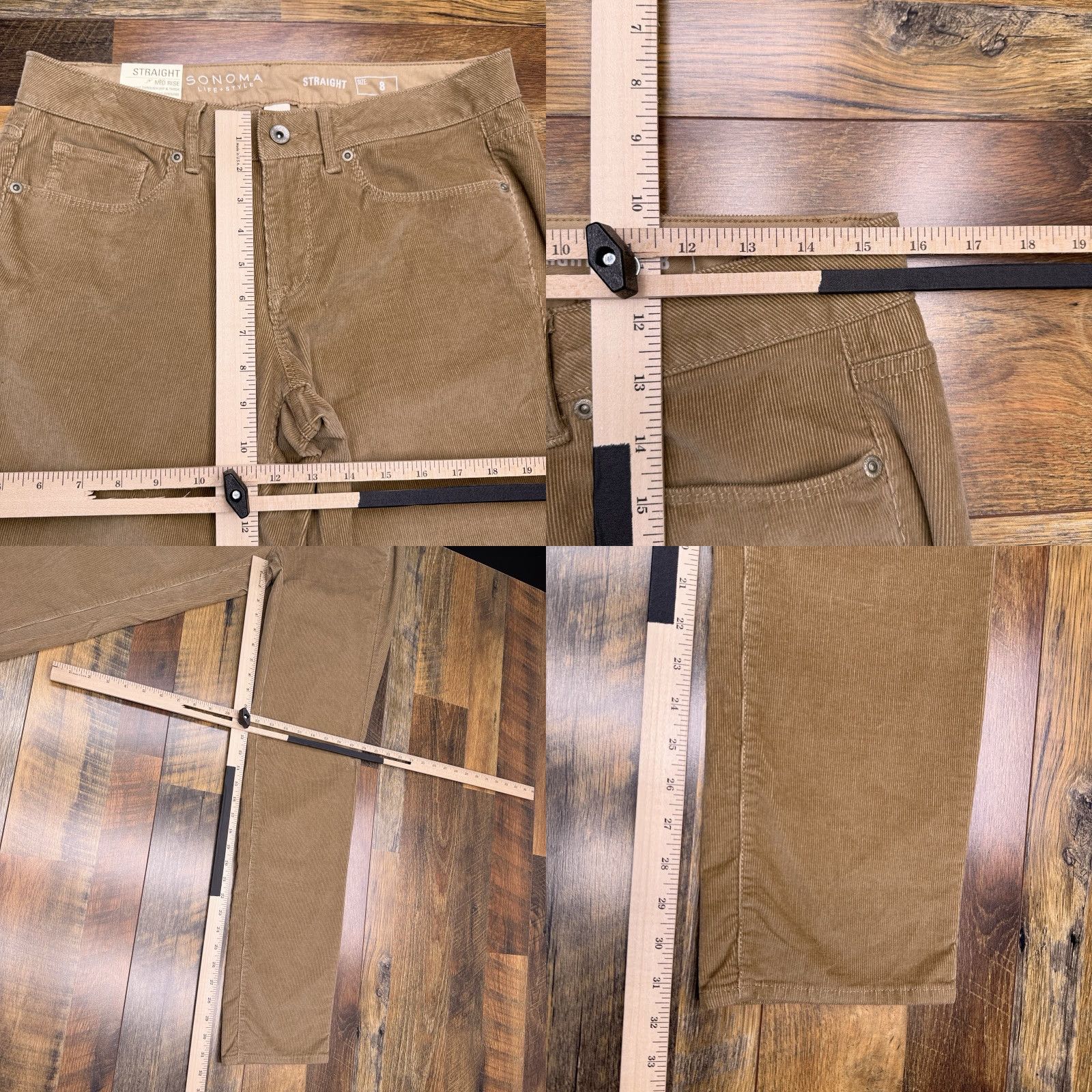 Vintage Sonoma Womens Pants Corduroy Straight Rise Mid 8 Tan Stretch 31.5 Inseam 8 Regular Chino Logo New Size 30" / US 8 / IT 44 - 8 Thumbnail