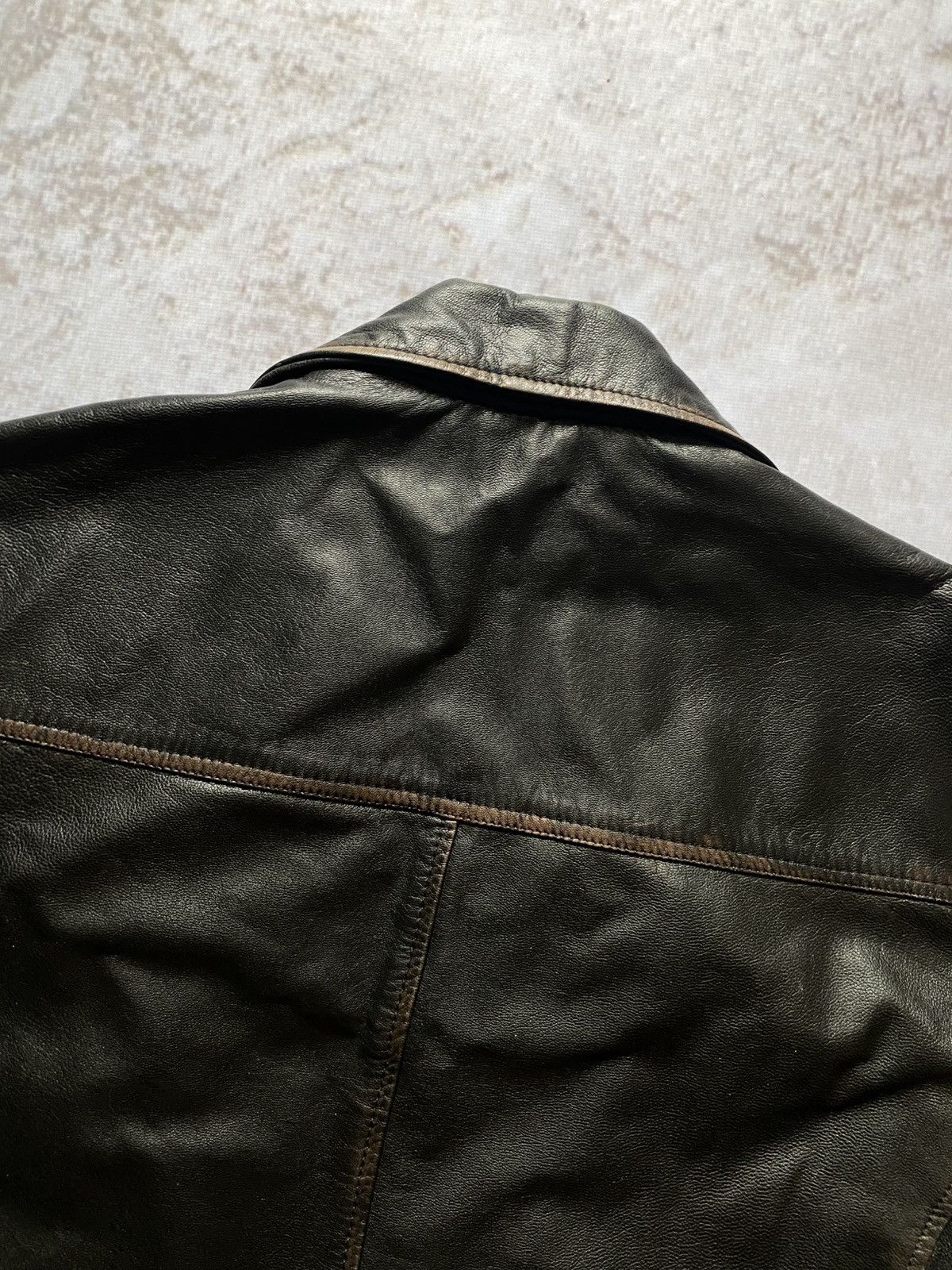 Genuine Leather Vintage Faded Leather Bomber Jacket Moto Y2K Schott Style XL Size US XL / EU 56 / 4 - 15 Thumbnail
