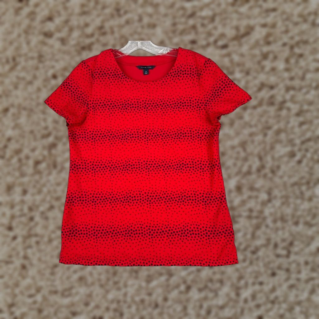 Tommy Hilfiger Tommy Hilfiger Shirt Women S Petite Red Polka Dot Crew Neck Viscose Blend Size S / US 4 / IT 40 - 1 Thumbnail