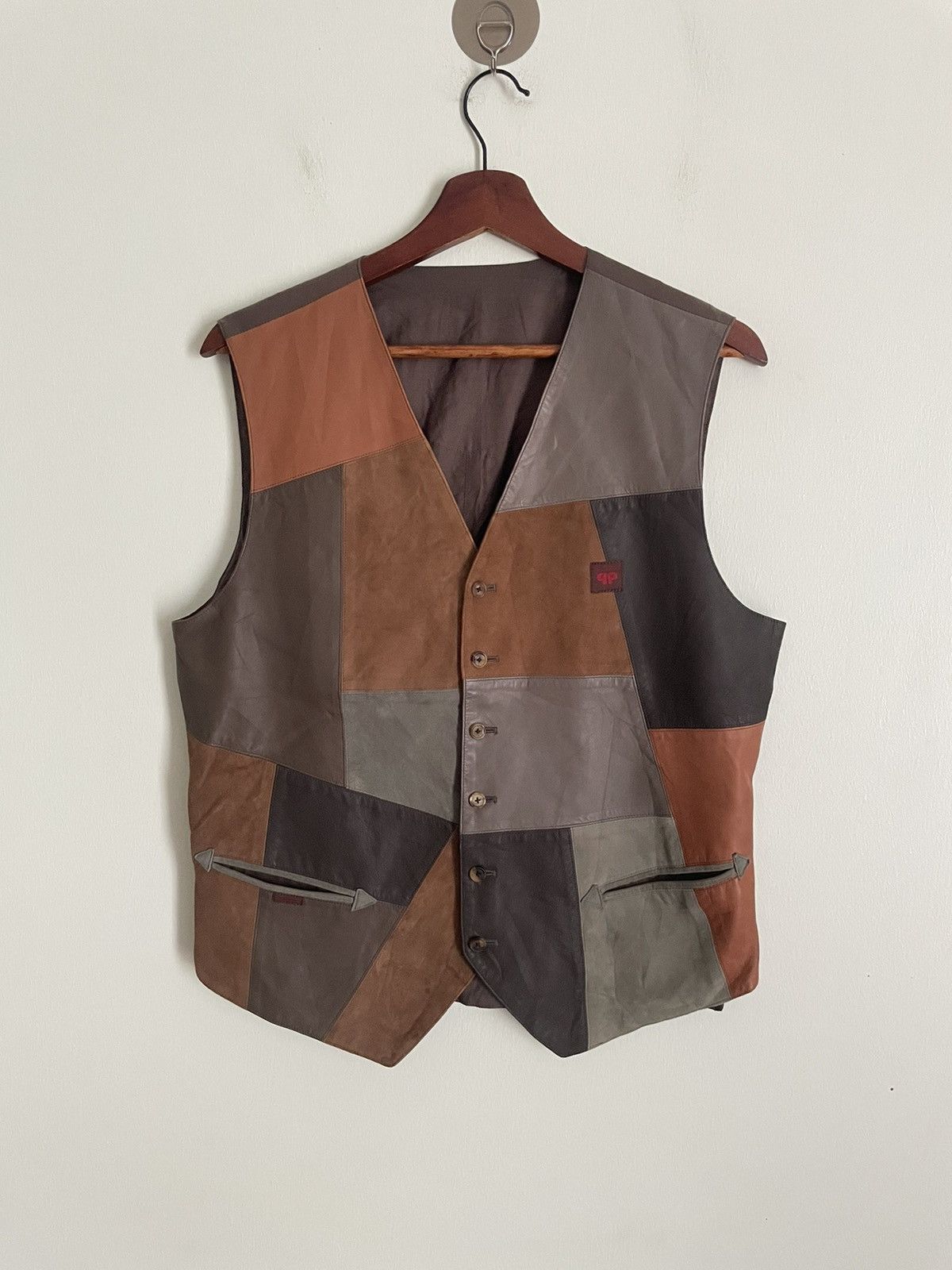 Japanese Brand Papas Leather Patchwork Vest Size US M / EU 48-50 / 2 - 1 Thumbnail