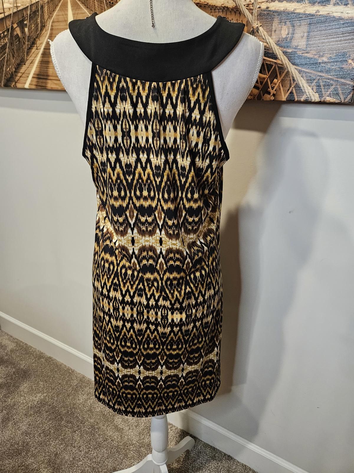 Designer Bohemian Patterned Dress with Beaded Neckline Size M / US 6-8 / IT 42-44 - 3 Thumbnail