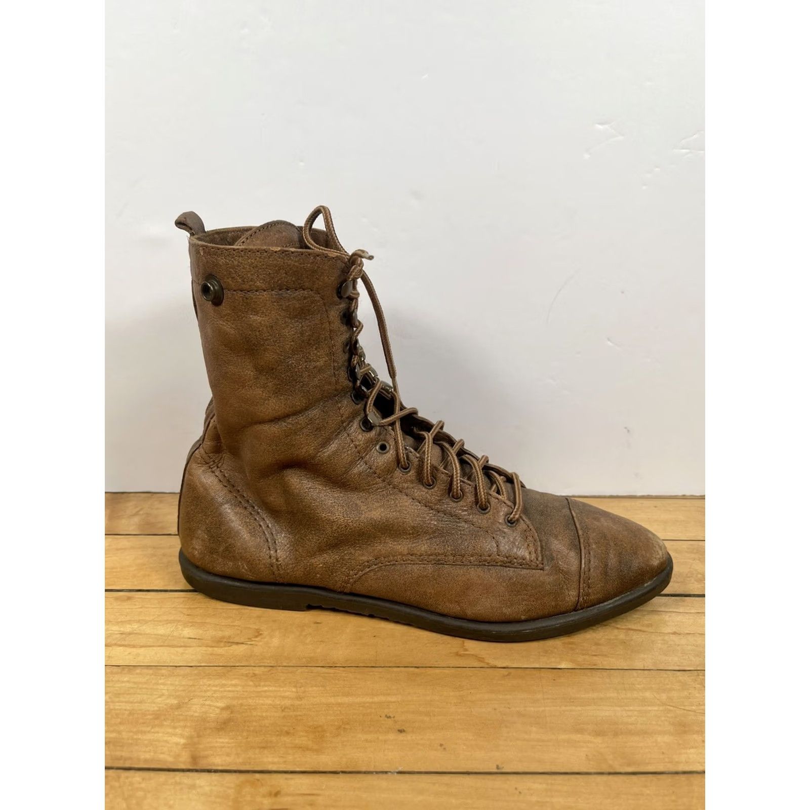 Vintage MIA Patrol Womens Brown Leather Cap Toe LaceUp Casual Ankle Boots Size 6.5M Size ONE SIZE - 5 Thumbnail