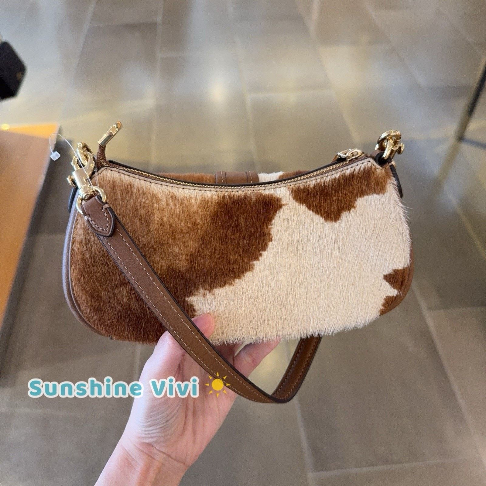 Coach NWT Coach Ashton Mini Shoulder Bag Haircalf Cow CDX79 Gold Size ONE SIZE - 3 Thumbnail