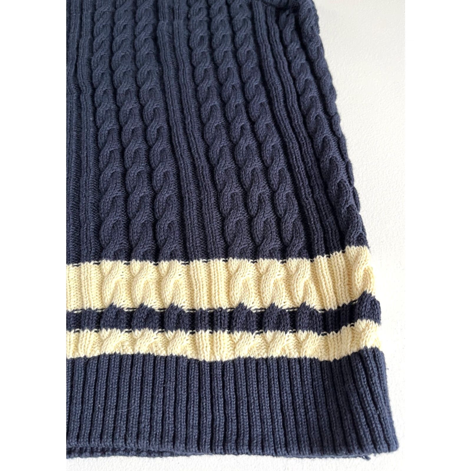 Vintage VINTAGE Old Glory Men's Sweater Vest 2XL Navy Cotton Cable-Knit V-Neck Tall 90s Retro Size US XXL / EU 58 / 5 - 6 Thumbnail