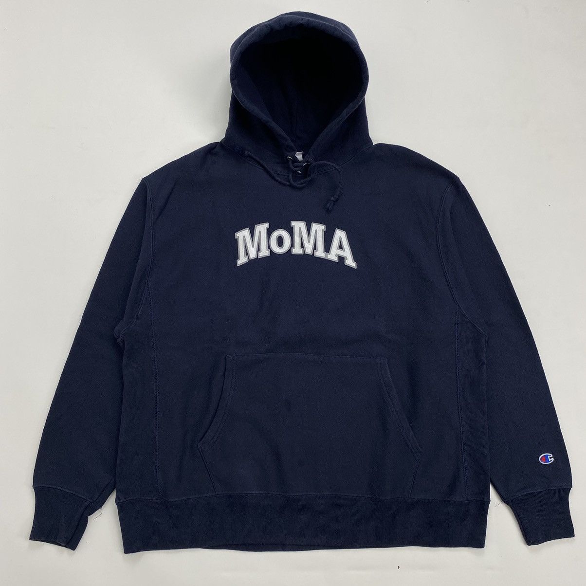 Champion MoMa x Champion hoodie Navy | Grailed