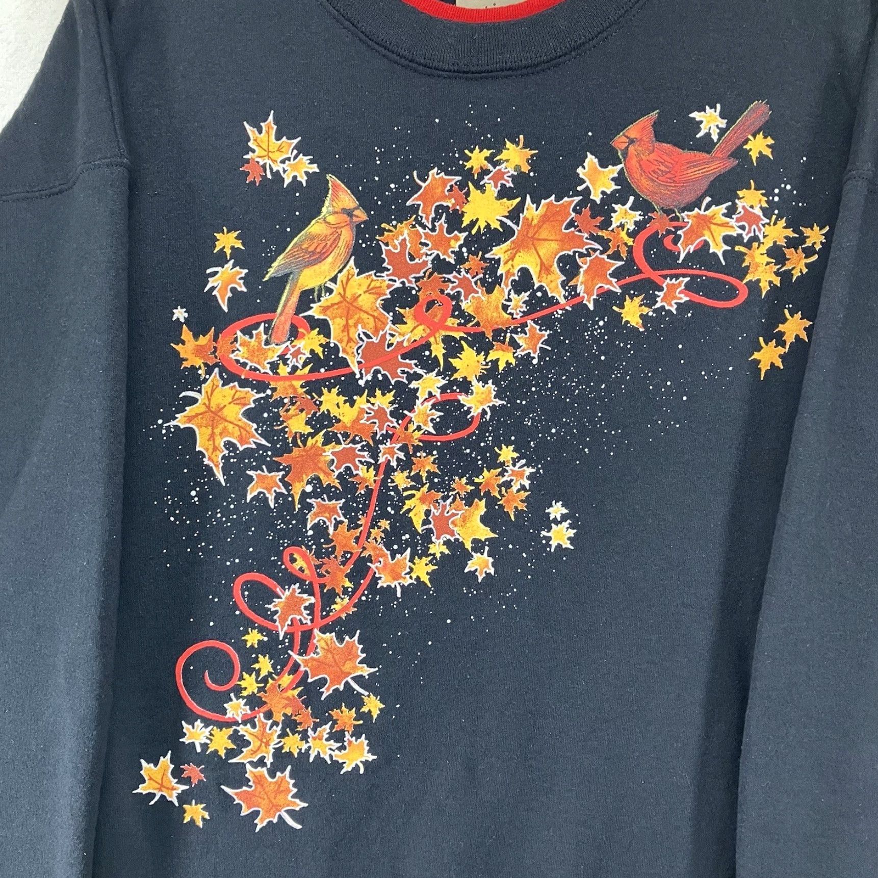 Vintage VINTAGE Artisan Sweatshirt Women XL Black Graphic Print Oversized Fleece 90s Nature Cardinals Size XL / US 12-14 / IT 48-50 - 3 Thumbnail