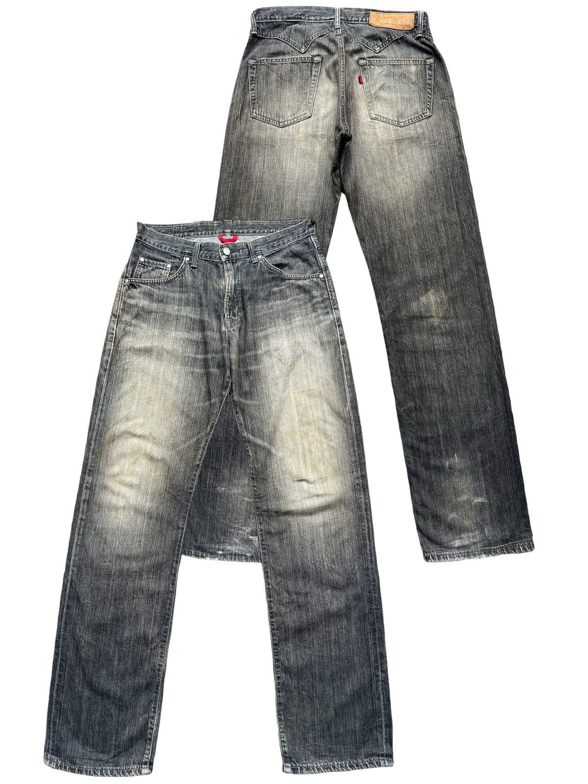 image of Distressed Denim x Edwin Vintage Edwin 503S Distressed Rusty Denim Jeans 32X35 in Charcoal Black